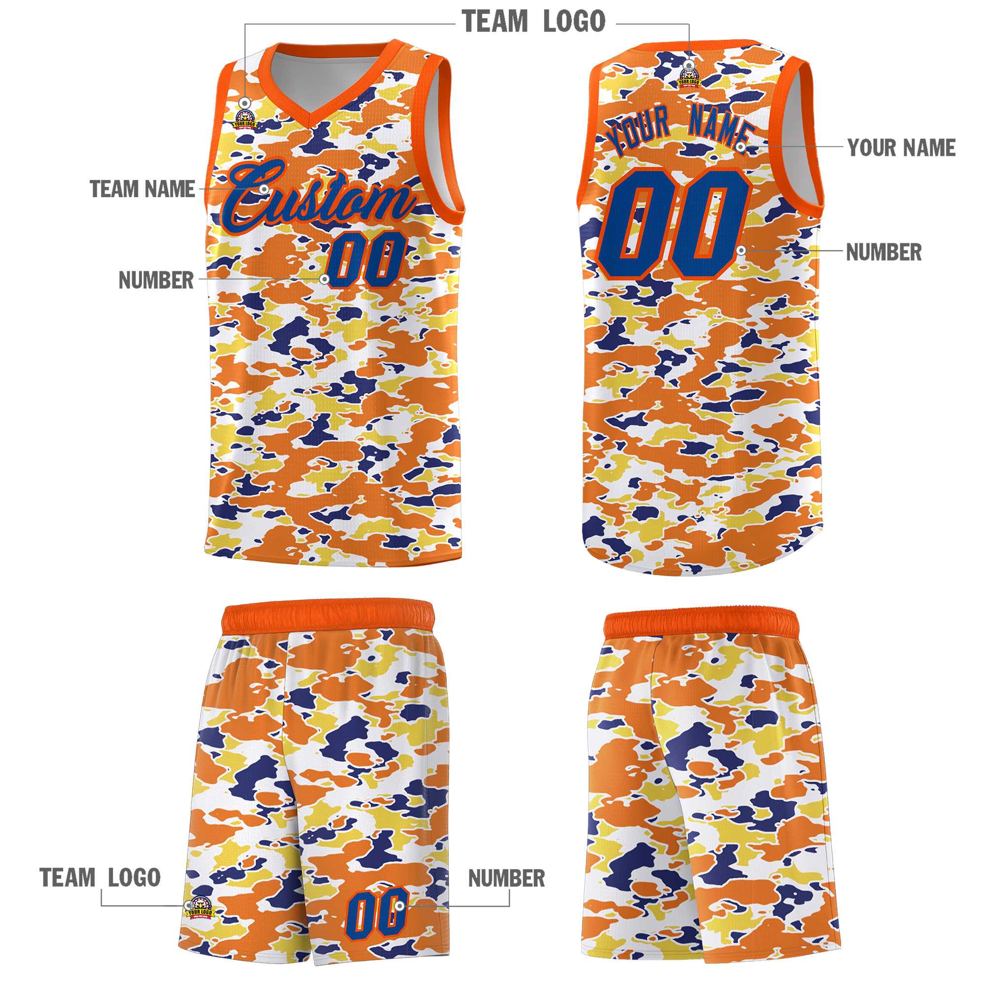 Custom Personalized Camo Sets Sports Uniform Basketball Jersey