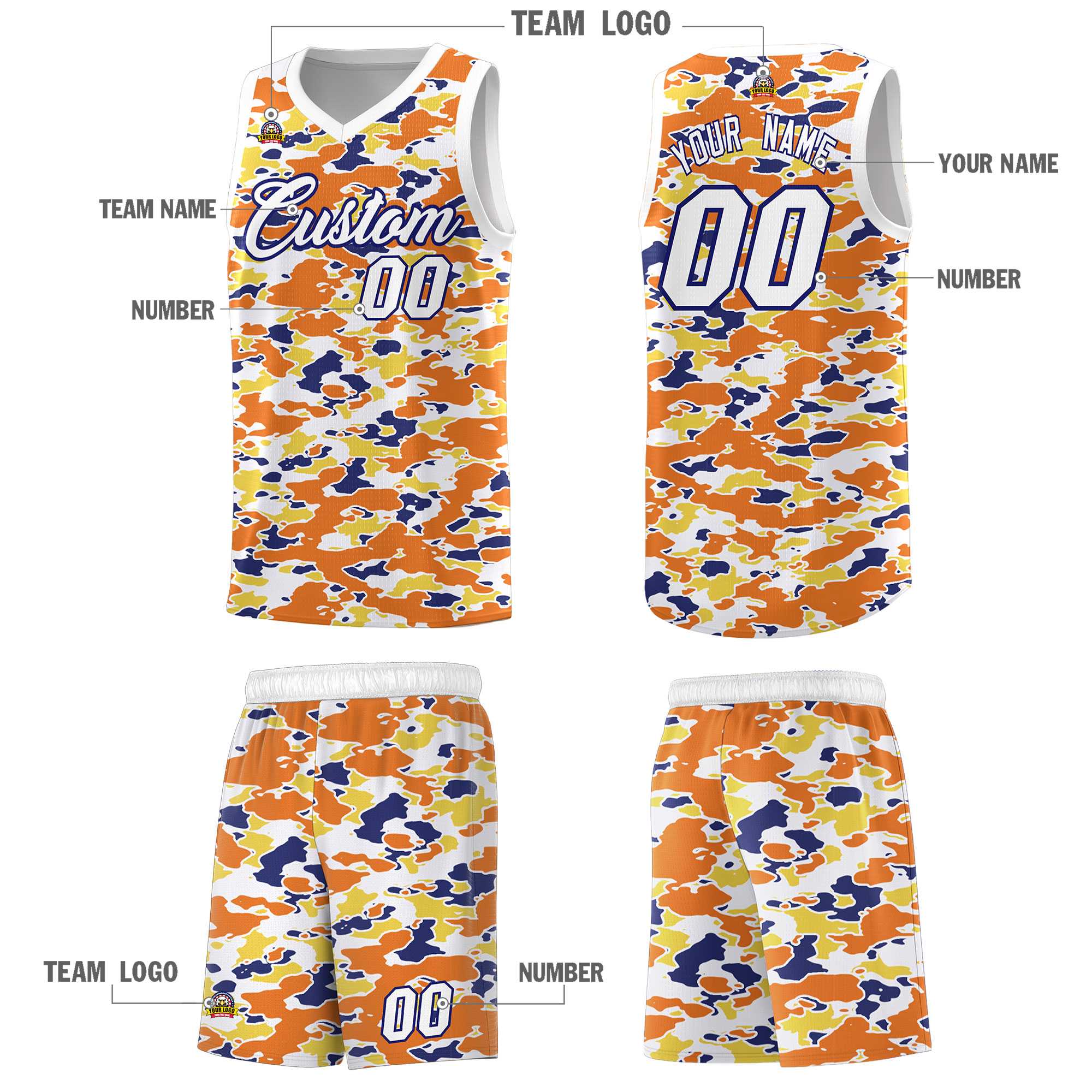 Custom Personalized Camo Sets Sports Uniform Basketball Jersey