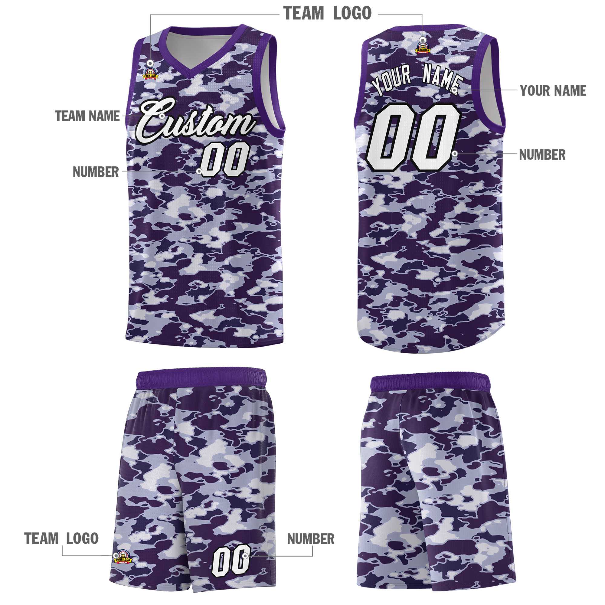 Custom Personalized Camo Sets Sports Uniform Basketball Jersey