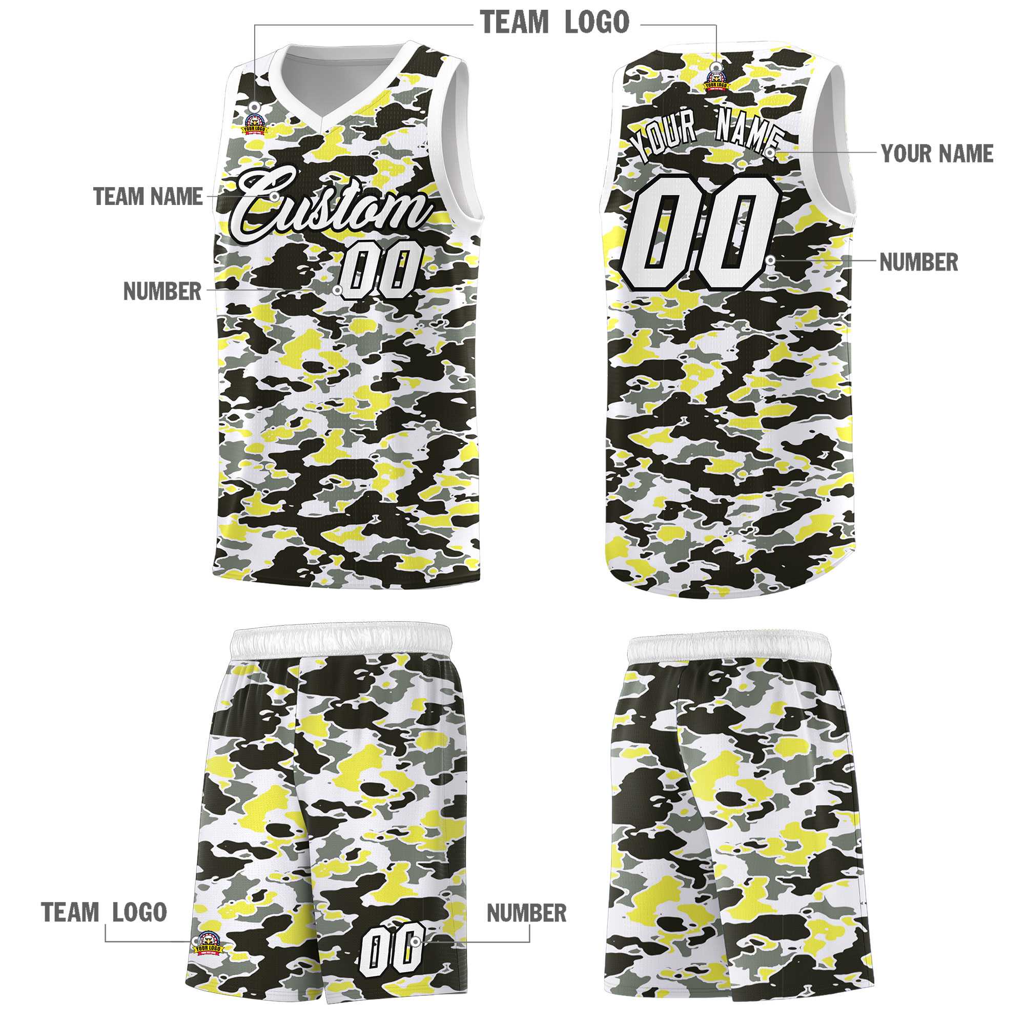 Custom Personalized Camo Sets Sports Uniform Basketball Jersey