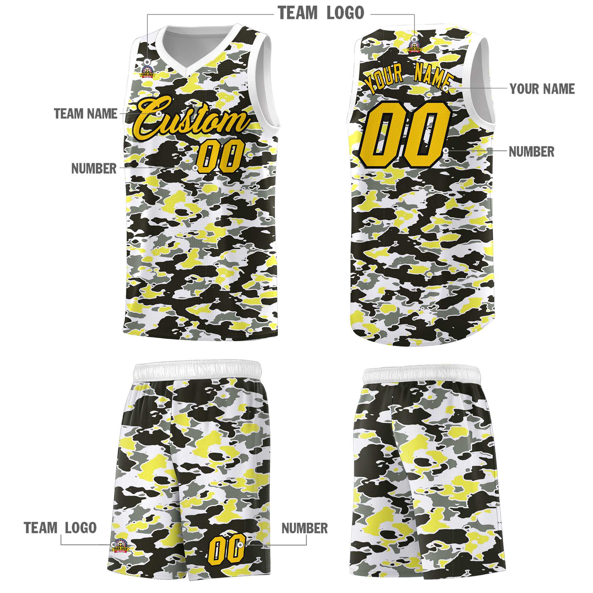 Custom Personalized Camo Sets Sports Uniform Basketball Jersey