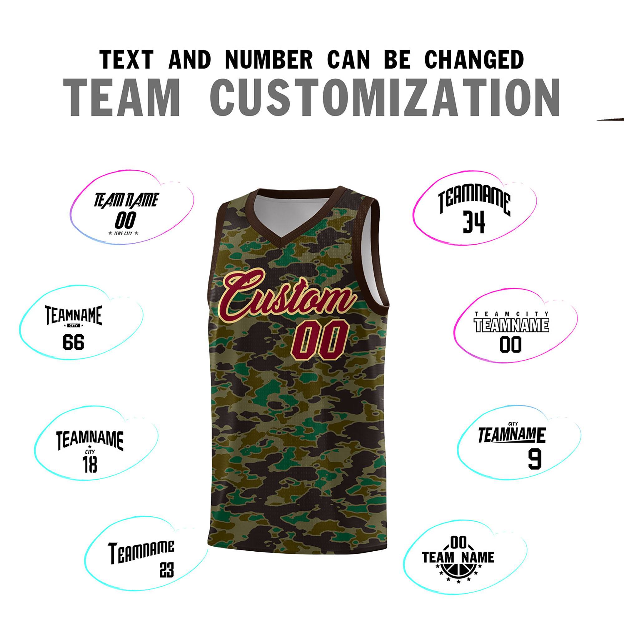 Custom Personalized Camo Sets Sports Uniform Basketball Jersey