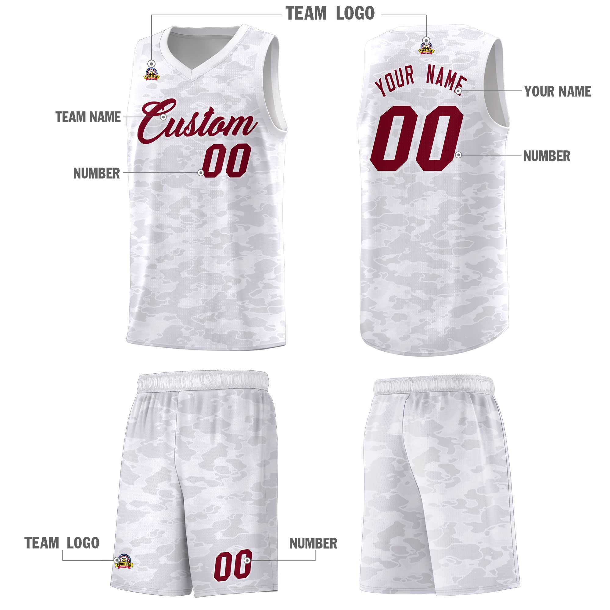 Custom Personalized Camo Sets Sports Uniform Basketball Jersey