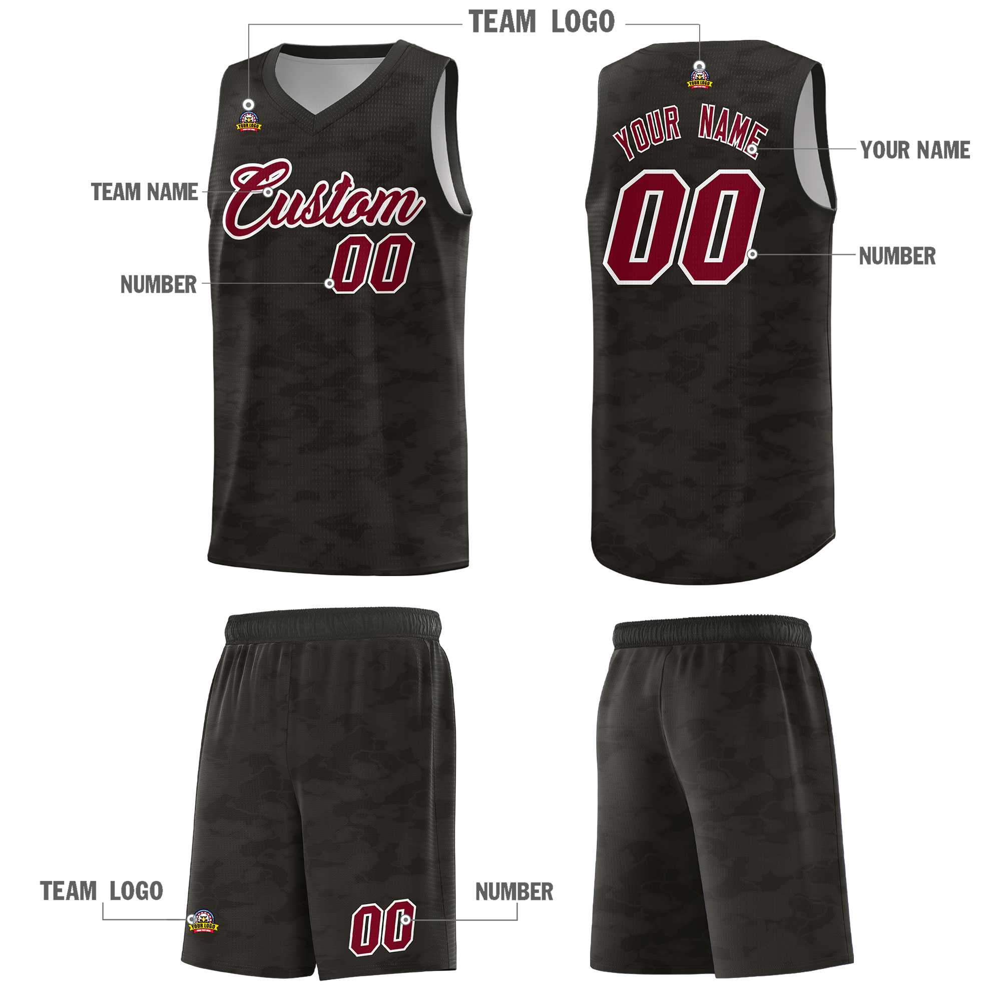 Custom Personalized Camo Sets Sports Uniform Basketball Jersey