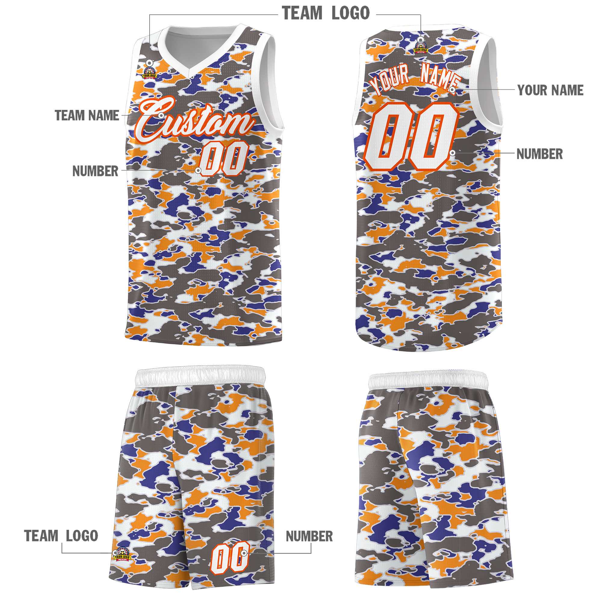 Custom Personalized Camo Sets Sports Uniform Basketball Jersey