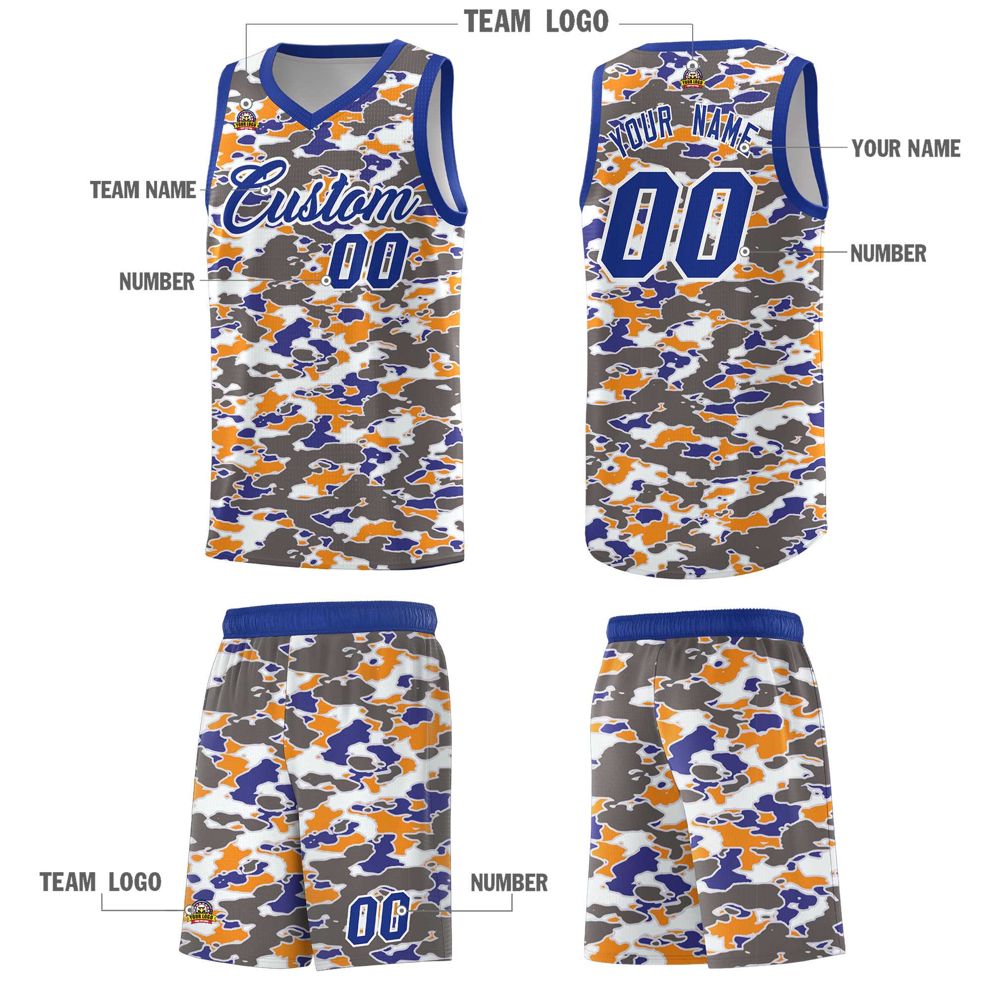 Custom Personalized Camo Sets Sports Uniform Basketball Jersey