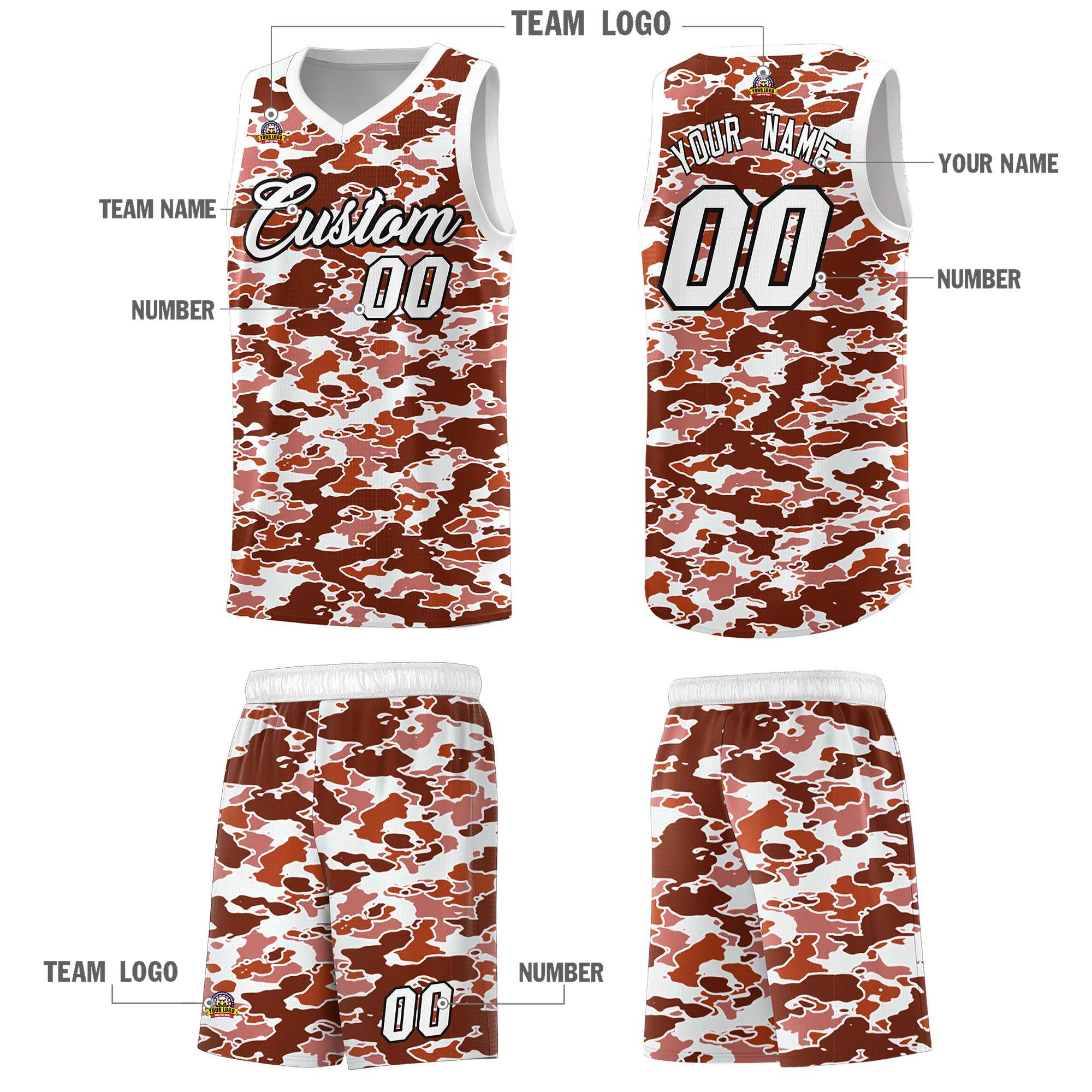 Custom Personalized Camo Sets Sports Uniform Basketball Jersey