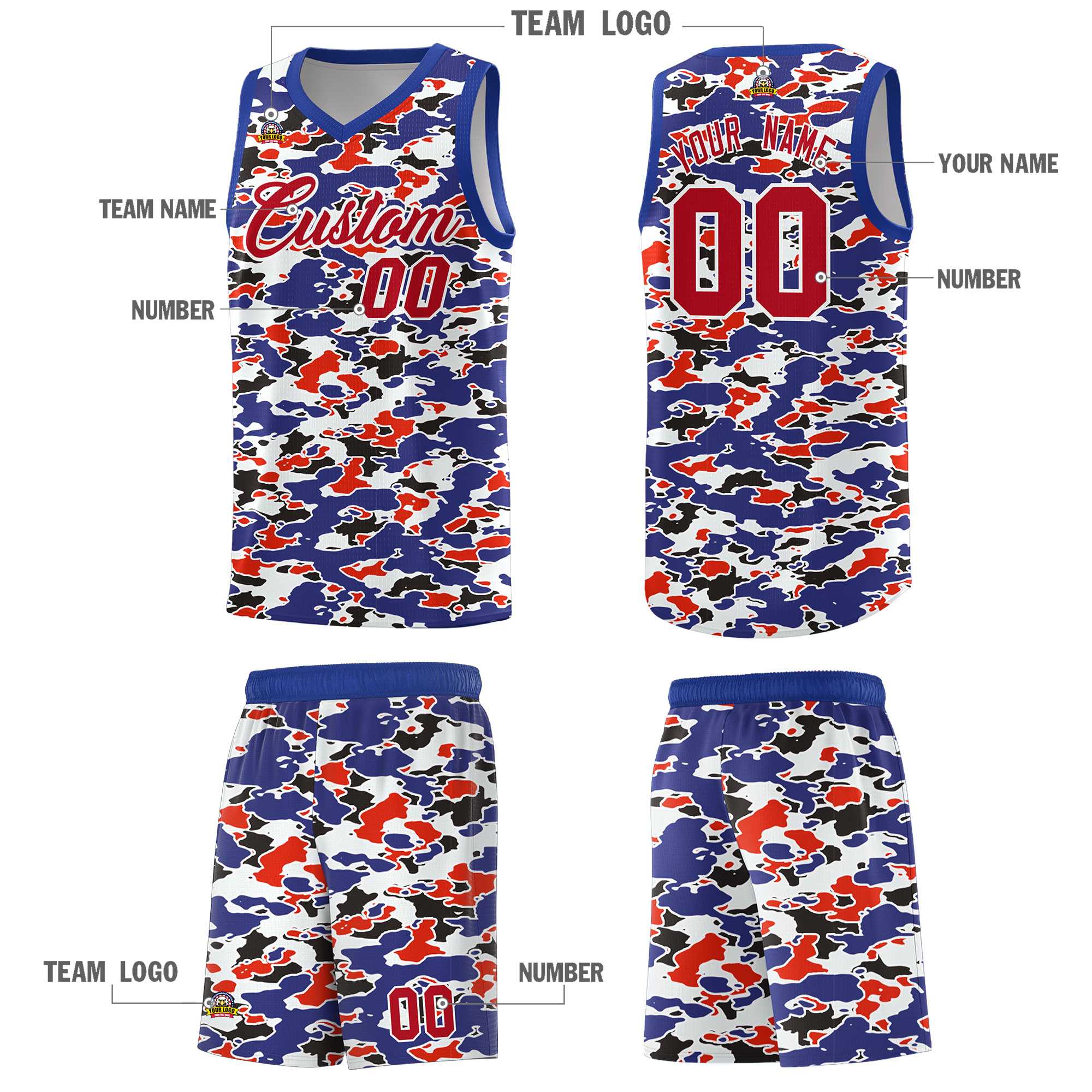 Custom Personalized Camo Sets Sports Uniform Basketball Jersey