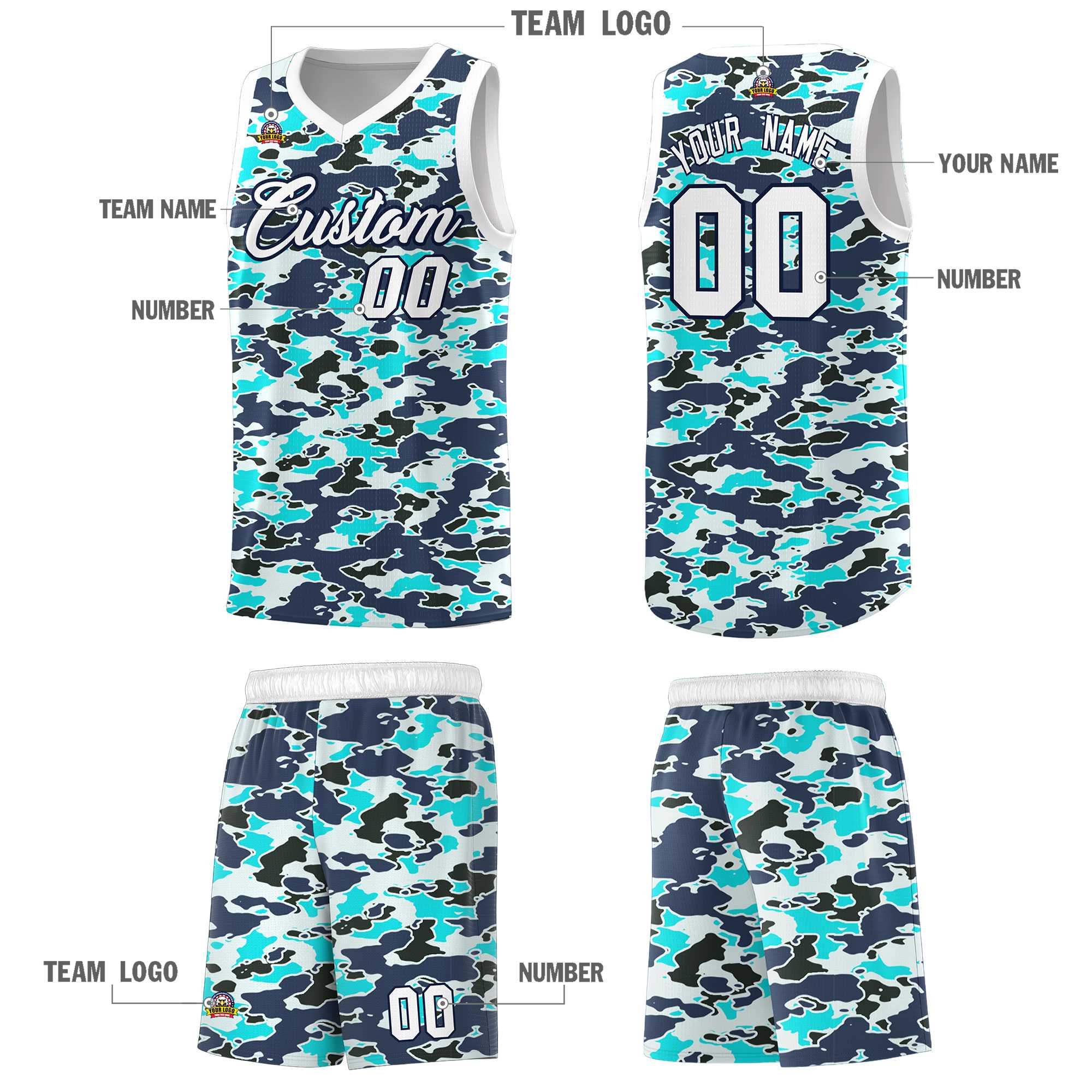 Custom Personalized Camo Sets Sports Uniform Basketball Jersey