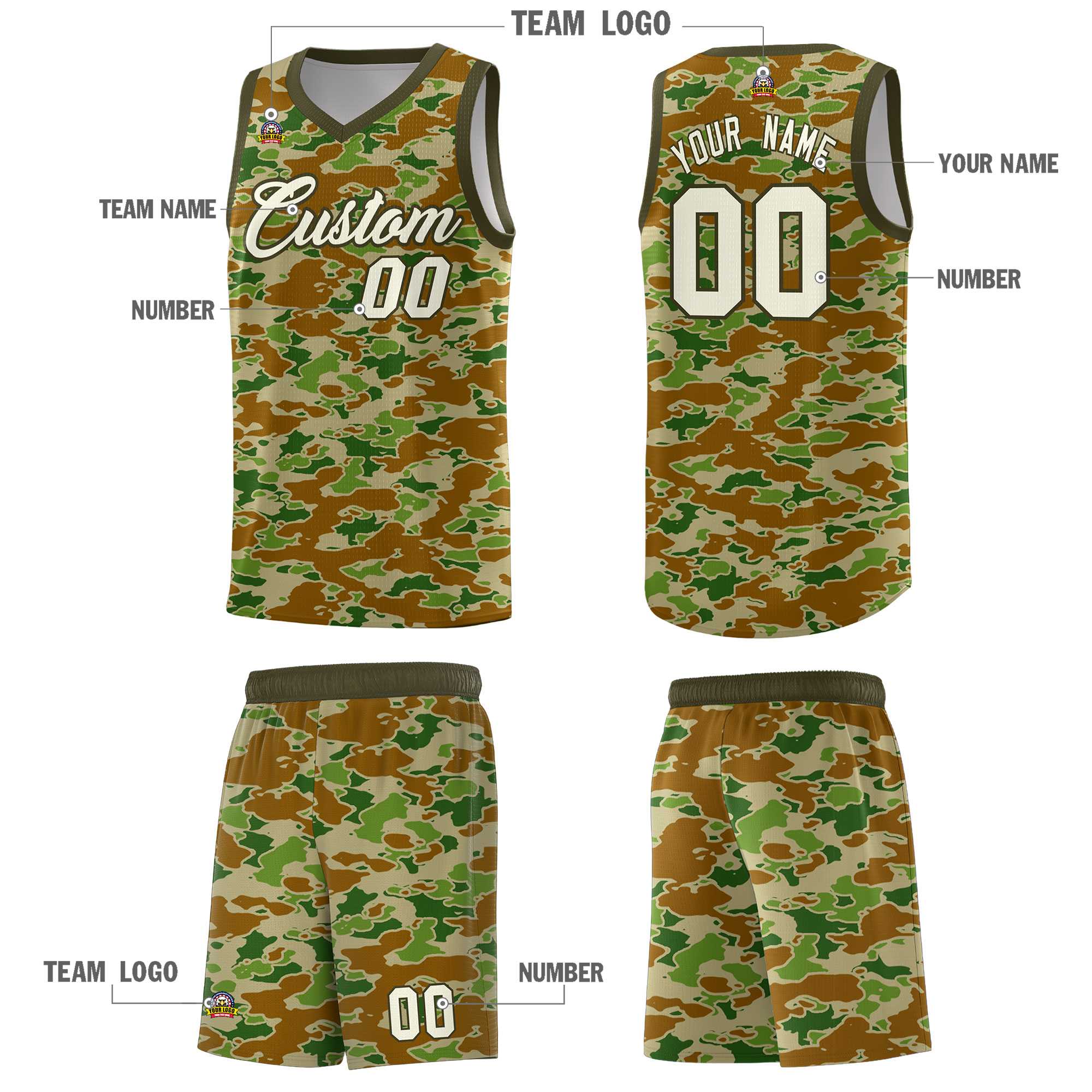 Custom Personalized Camo Sets Sports Uniform Basketball Jersey