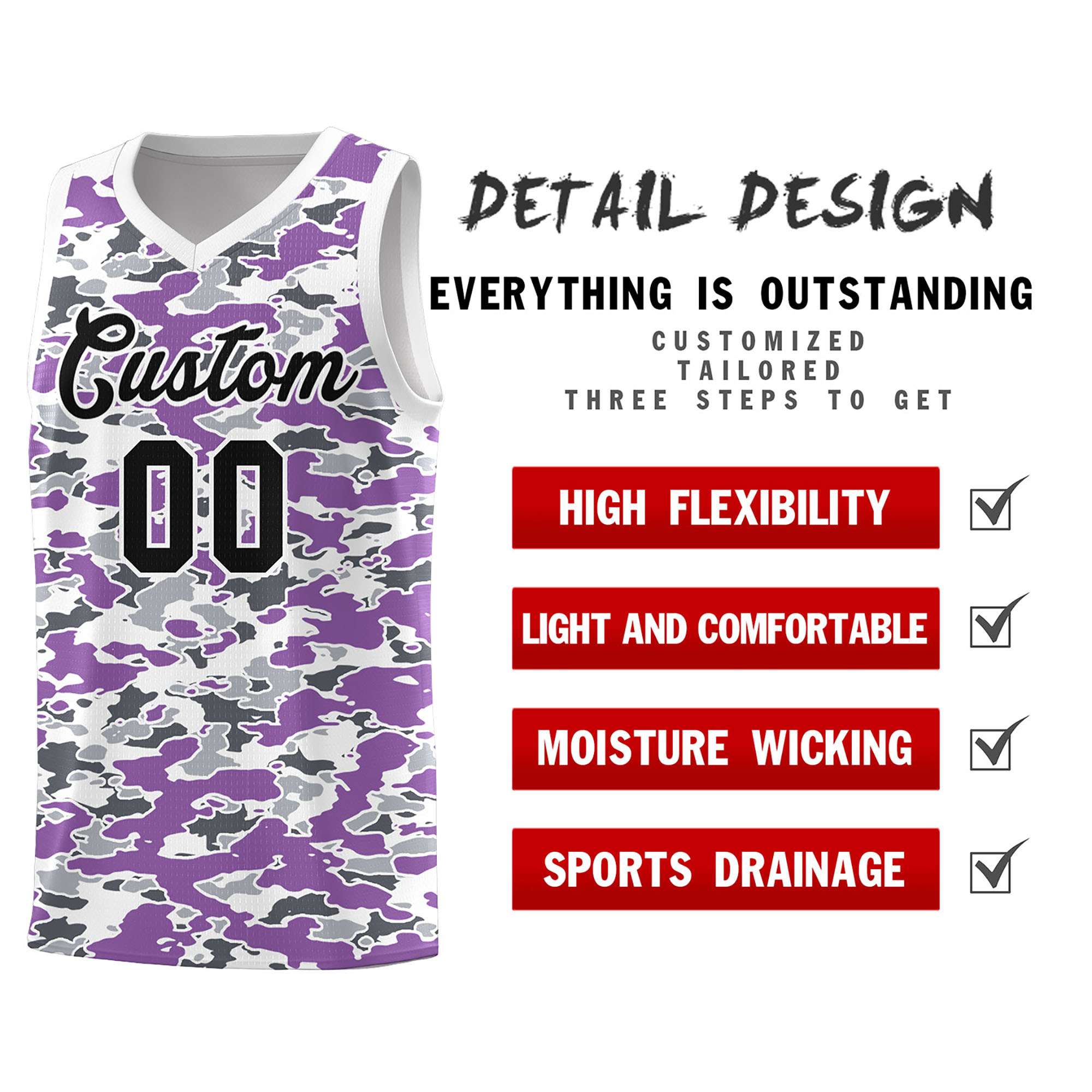 Custom Personalized Camo Sets Sports Uniform Basketball Jersey