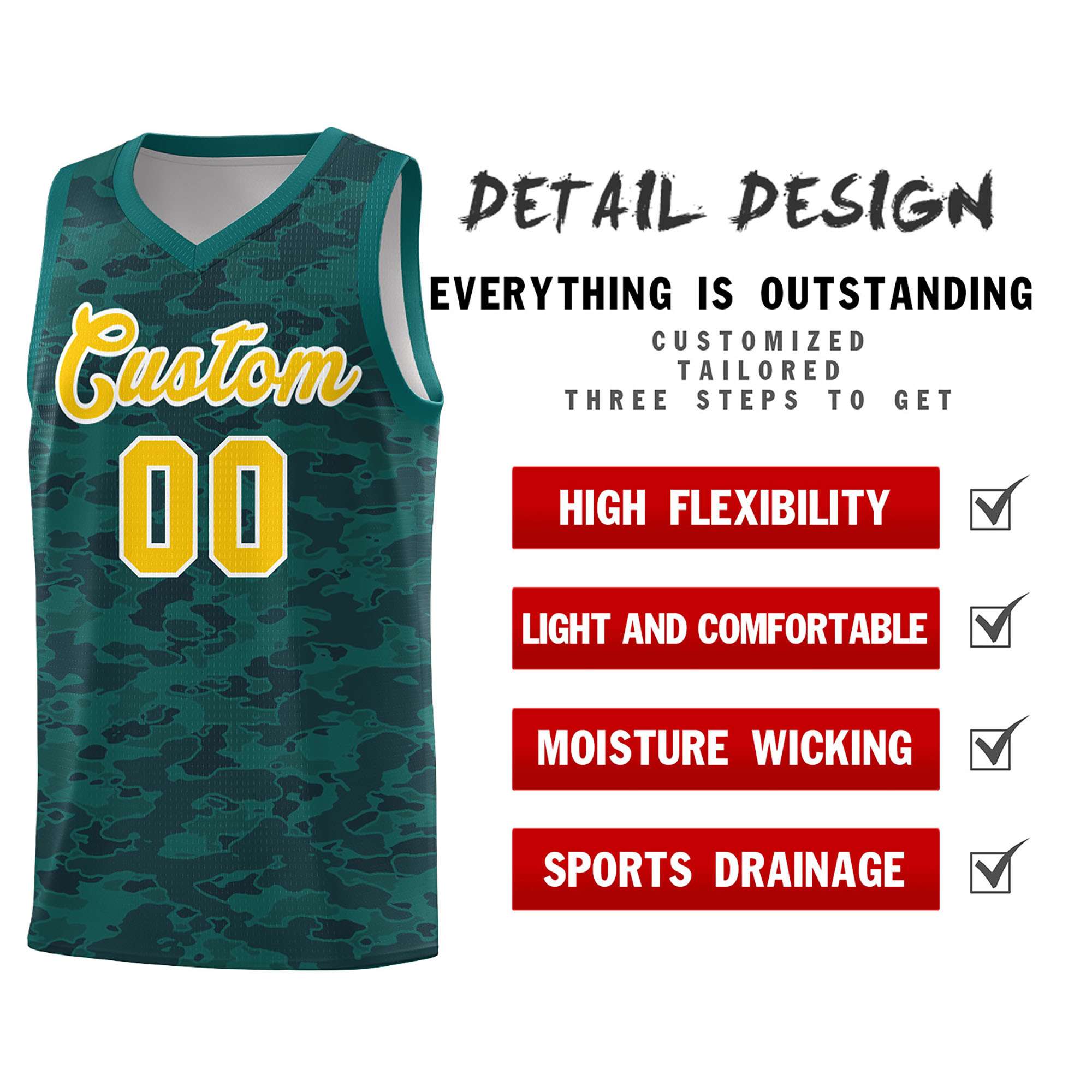 Custom Personalized Camo Sets Sports Uniform Basketball Jersey