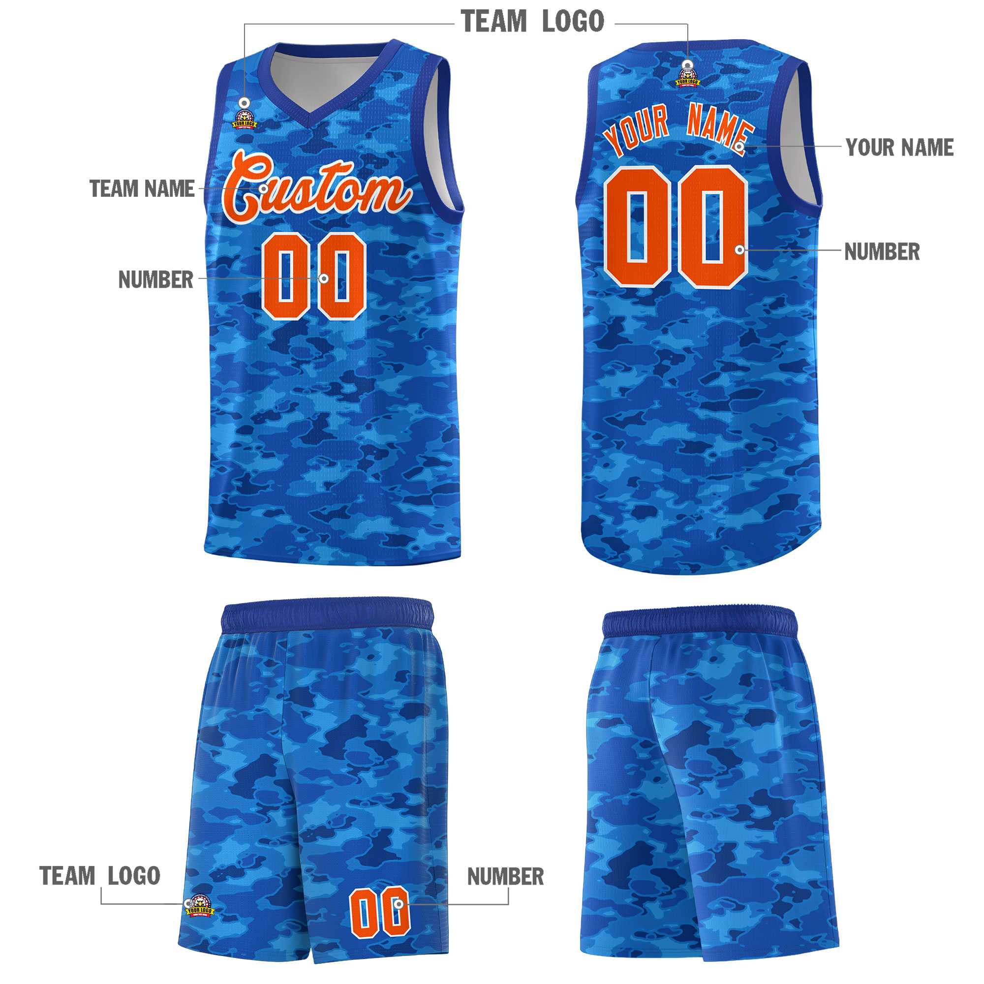 Custom Personalized Camo Sets Sports Uniform Basketball Jersey