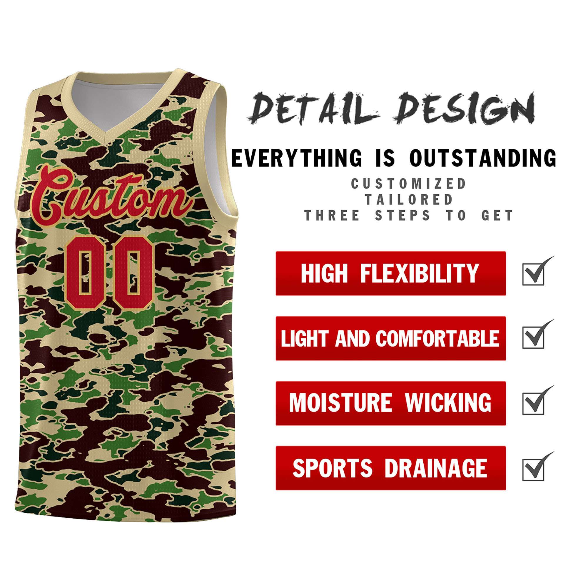 Custom Personalized Camo Sets Sports Uniform Basketball Jersey