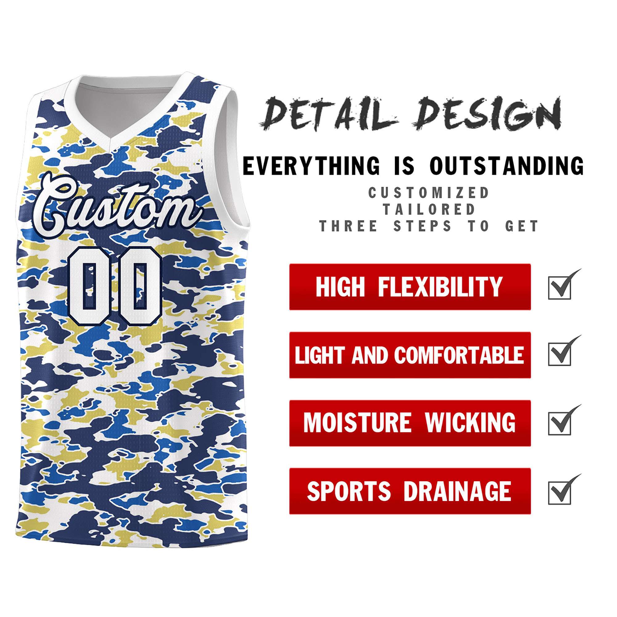 Custom Personalized Camo Sets Sports Uniform Basketball Jersey