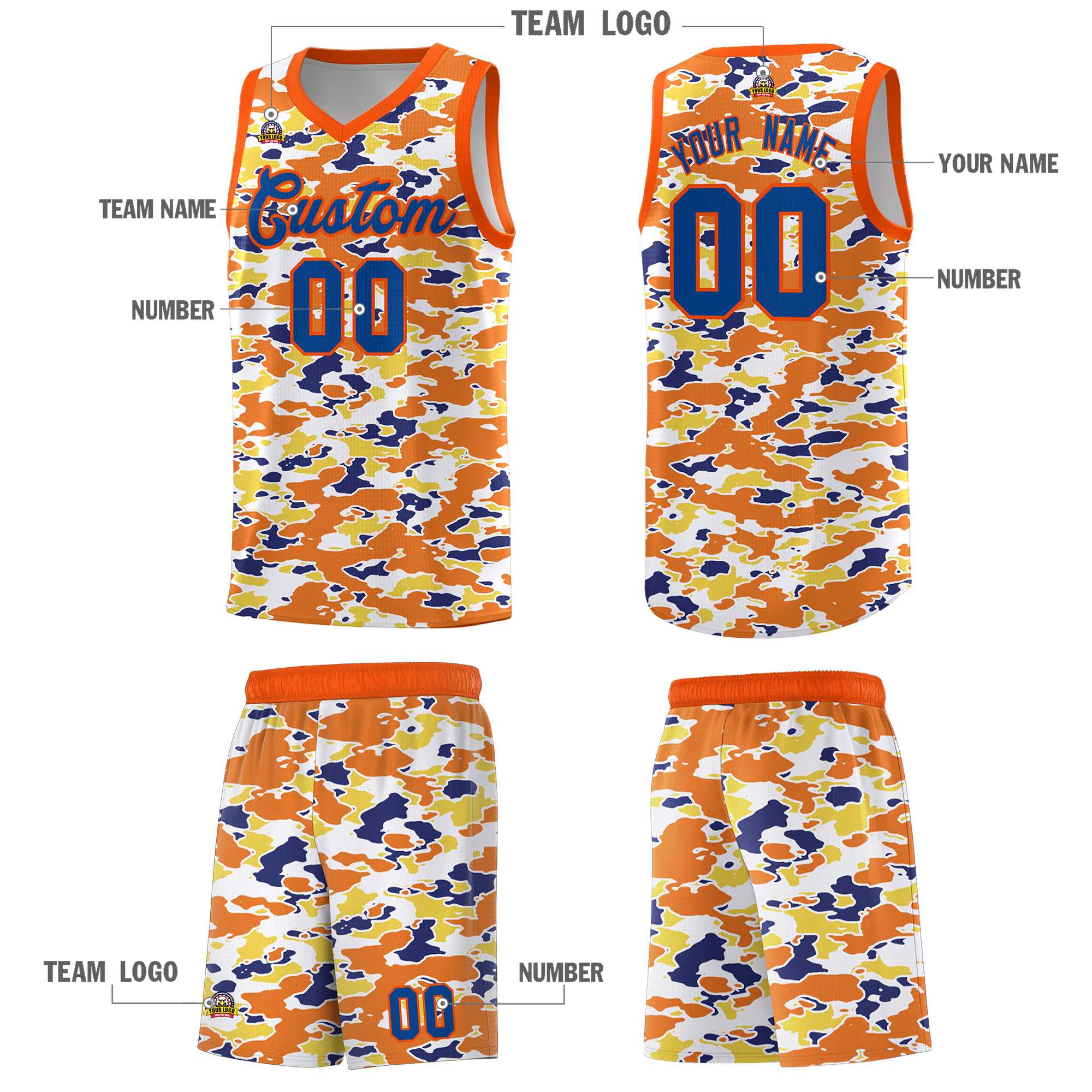 Custom Personalized Camo Sets Sports Uniform Basketball Jersey