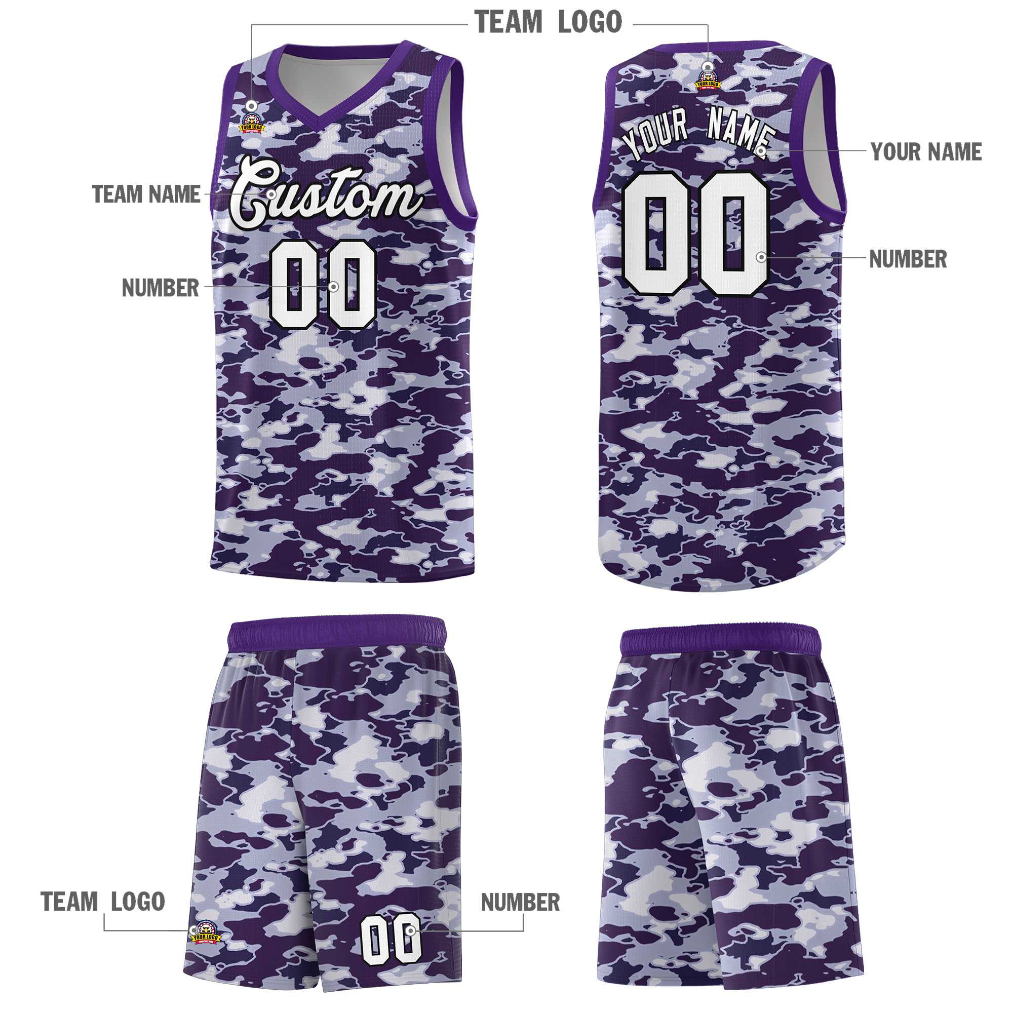 Custom Personalized Camo Sets Sports Uniform Basketball Jersey