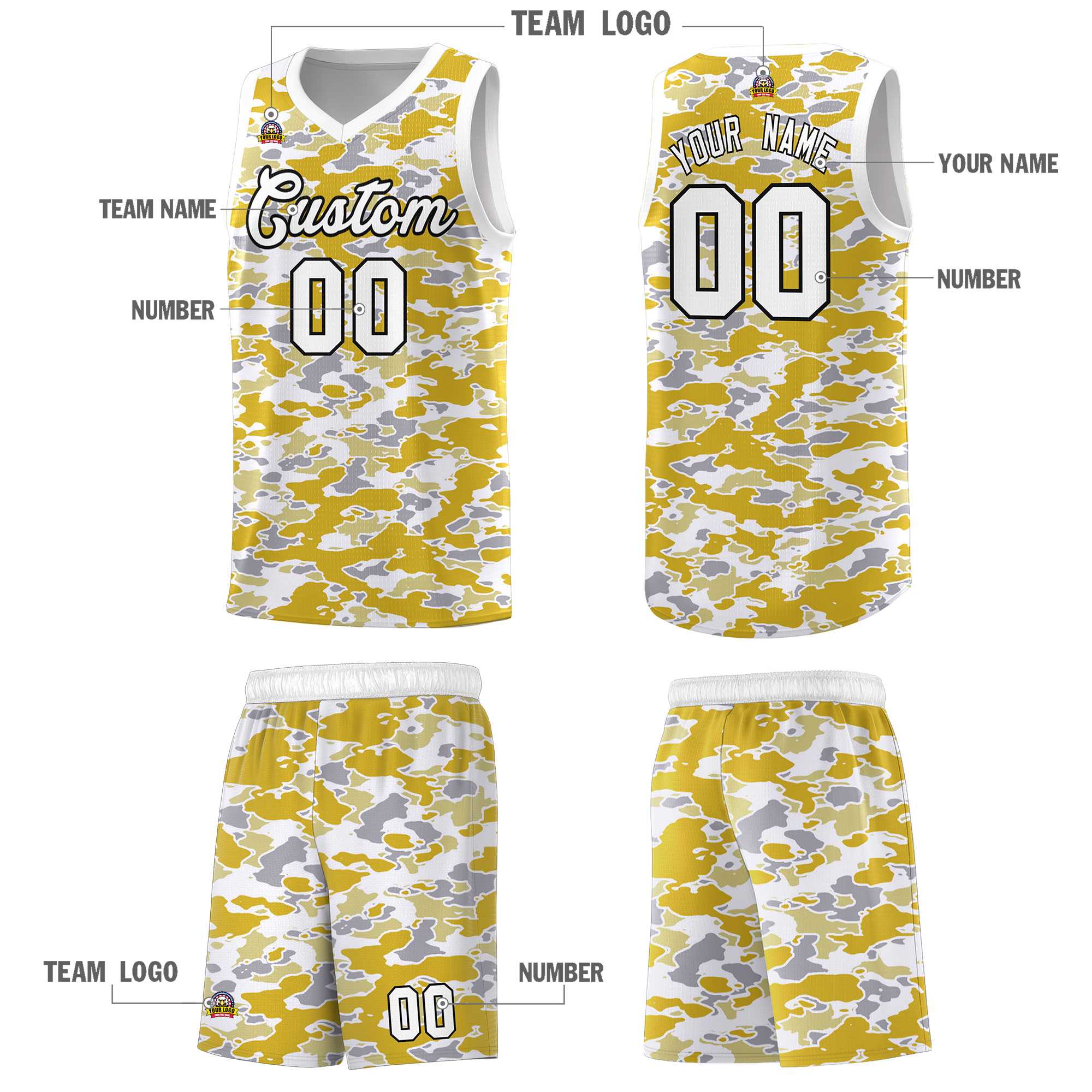 Custom Personalized Camo Sets Sports Uniform Basketball Jersey