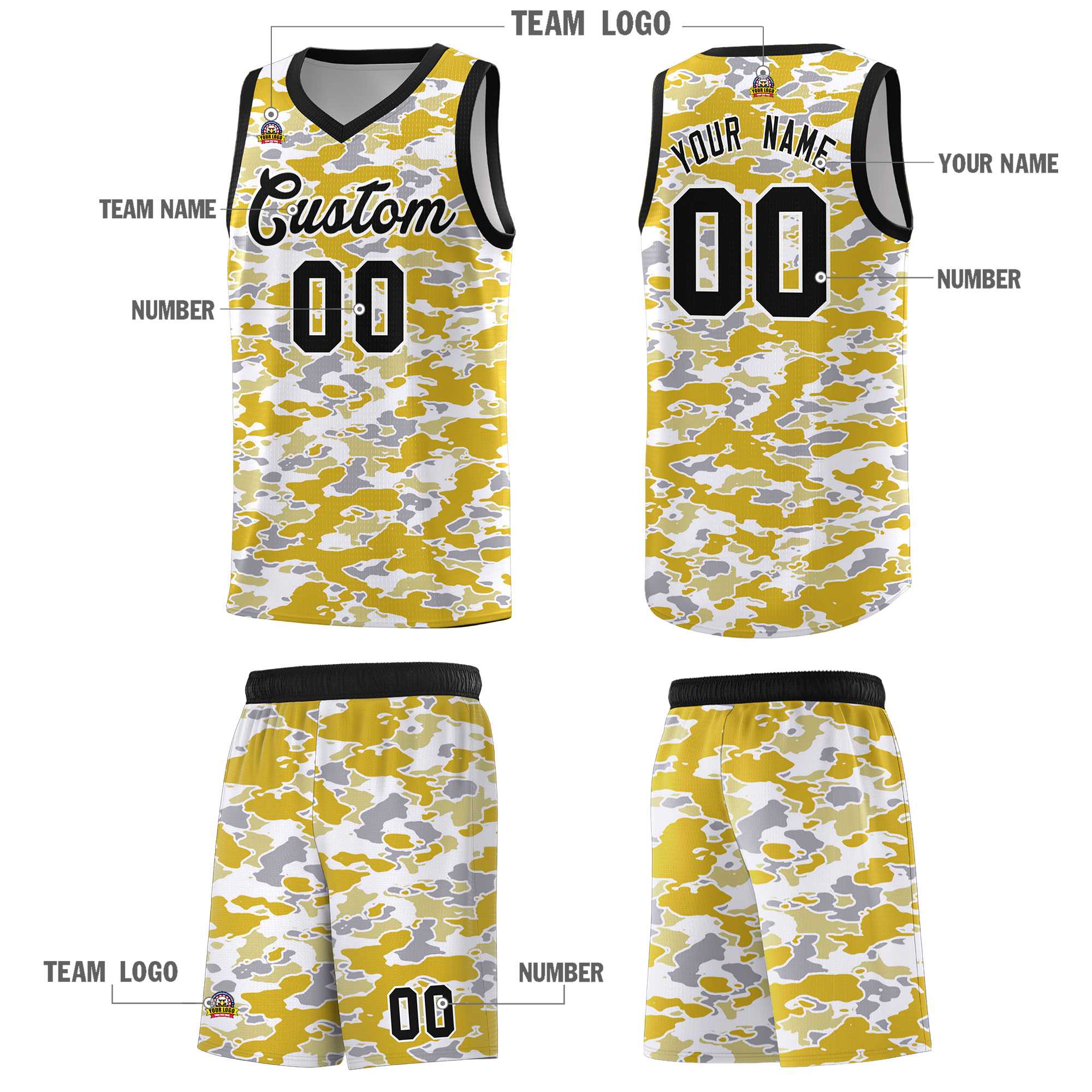 Custom Personalized Camo Sets Sports Uniform Basketball Jersey