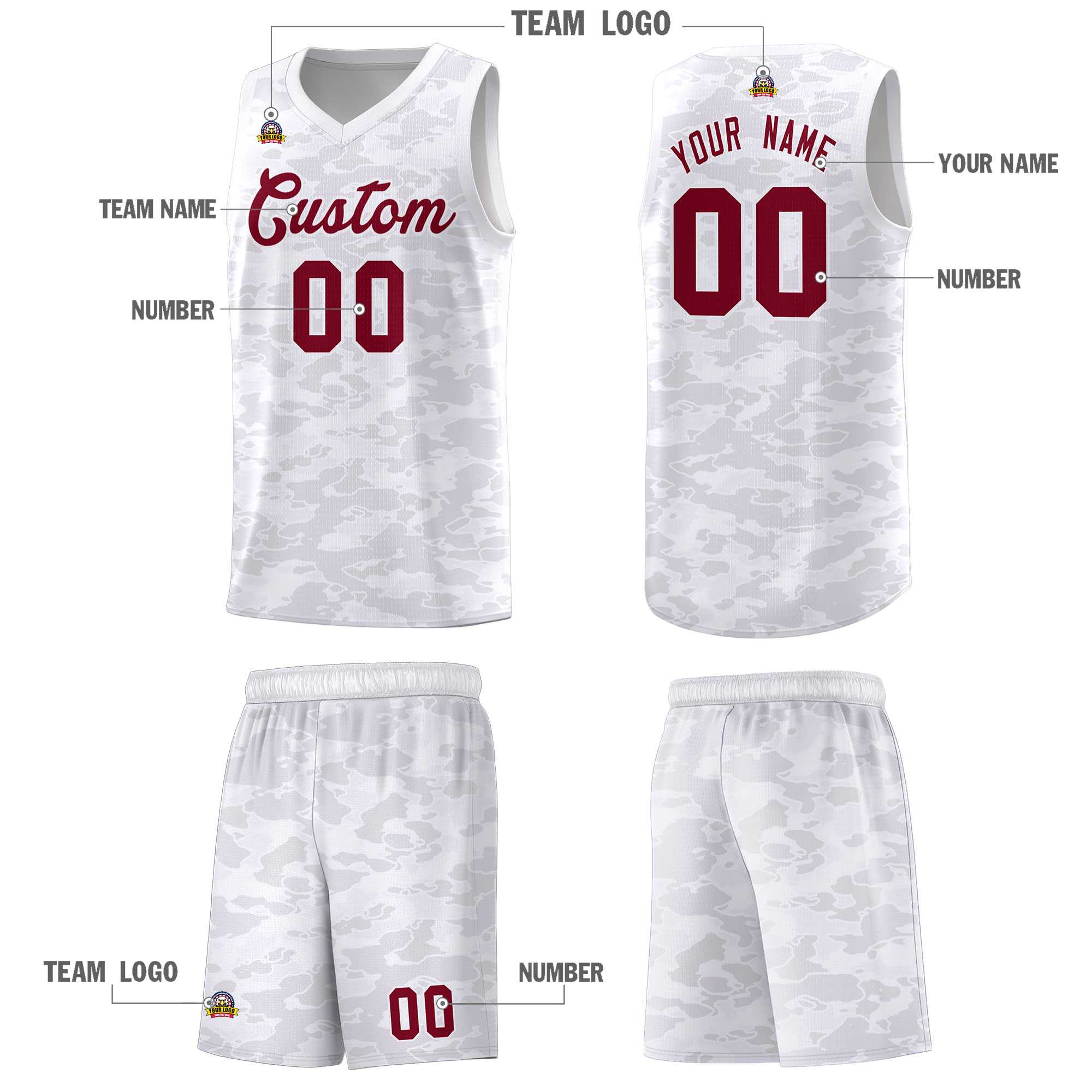 Custom Personalized Camo Sets Sports Uniform Basketball Jersey