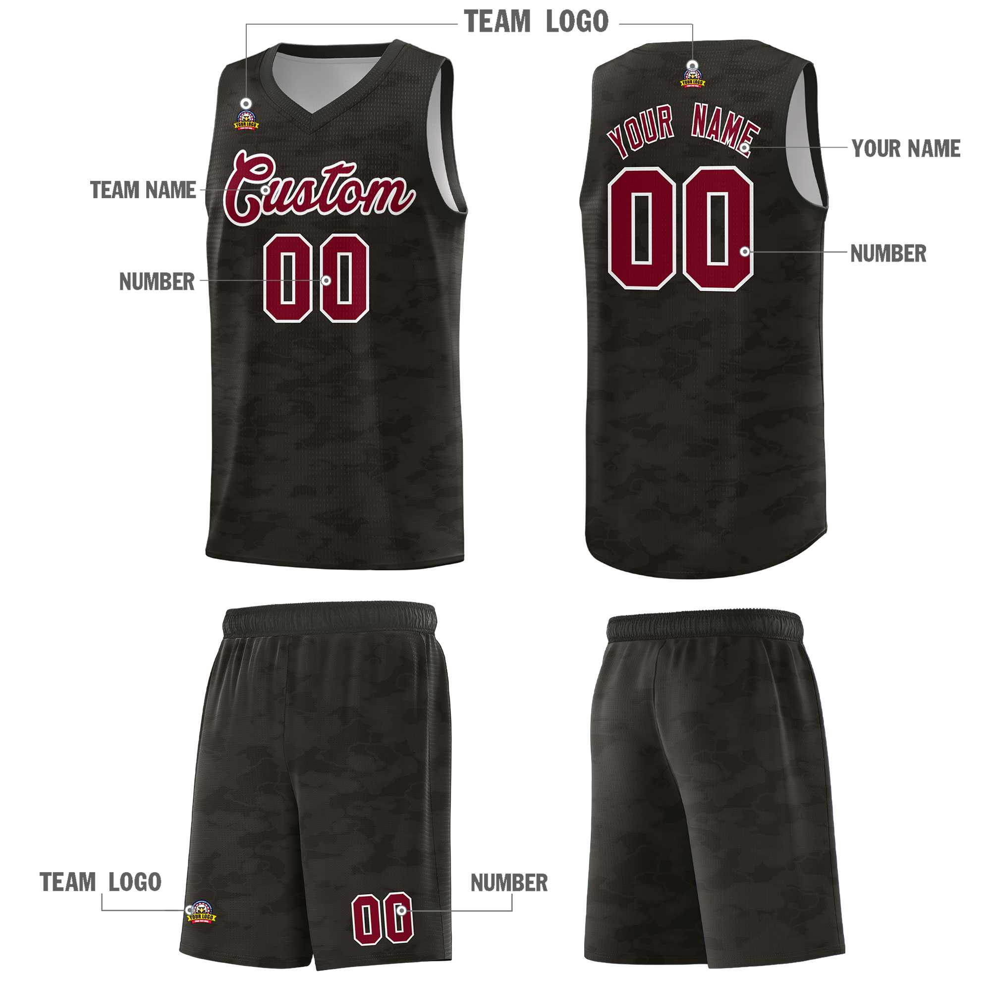 Custom Personalized Camo Sets Sports Uniform Basketball Jersey