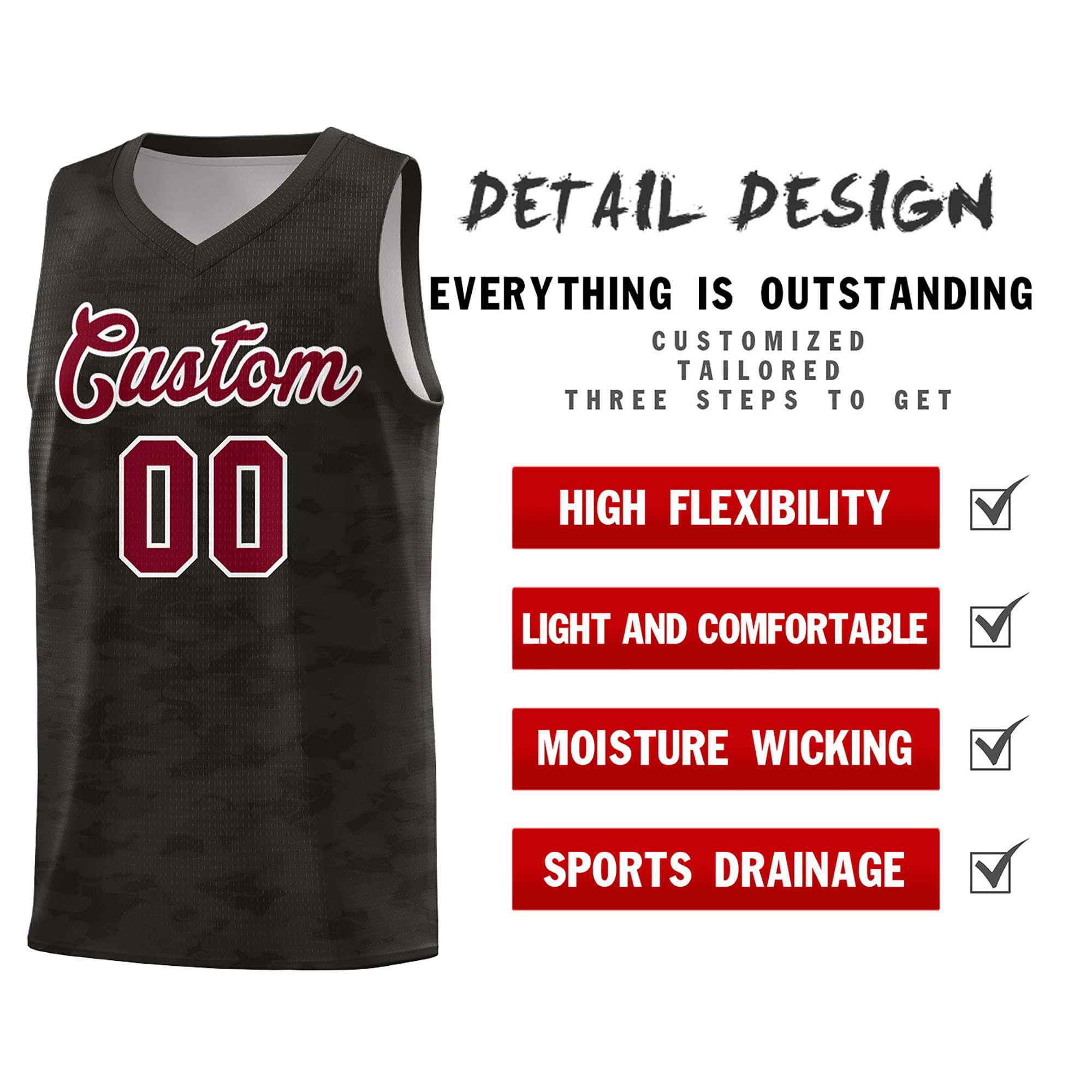 Custom Personalized Camo Sets Sports Uniform Basketball Jersey