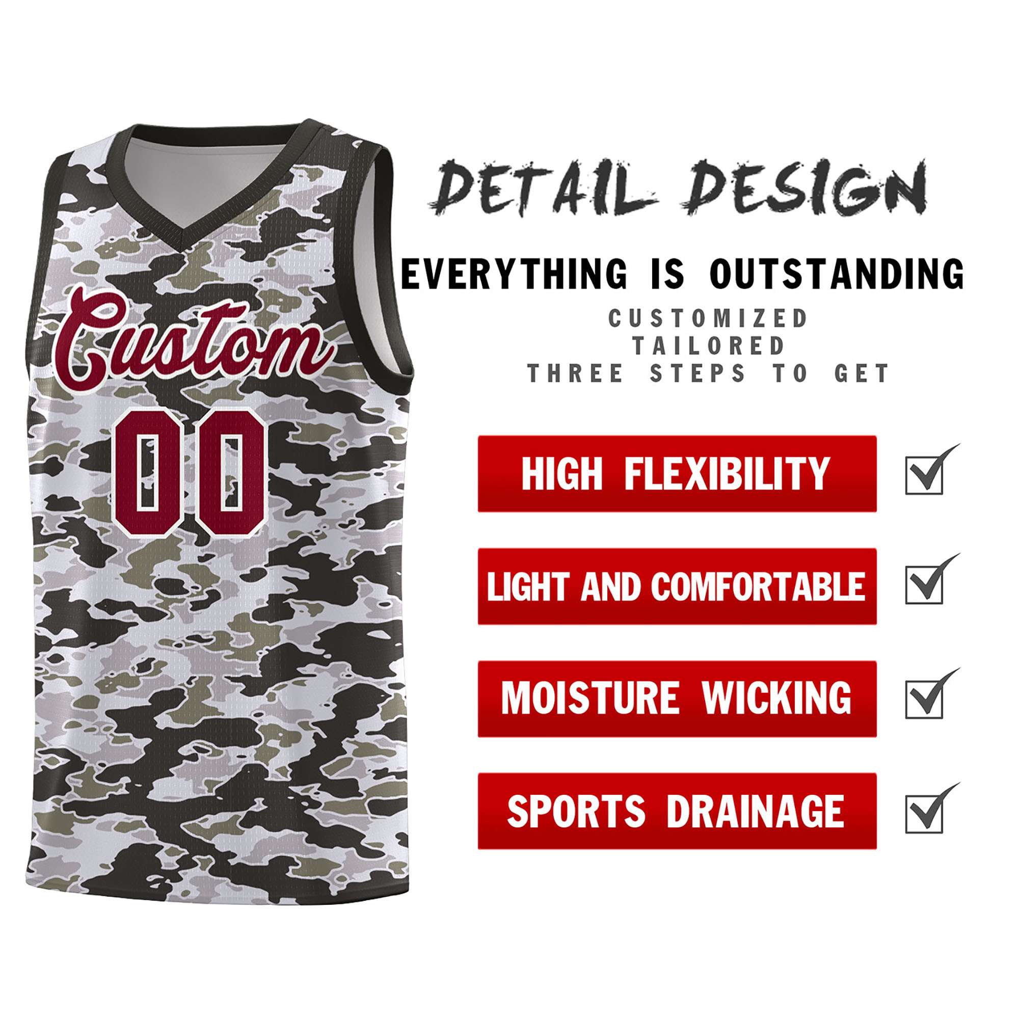 Custom Personalized Camo Sets Sports Uniform Basketball Jersey