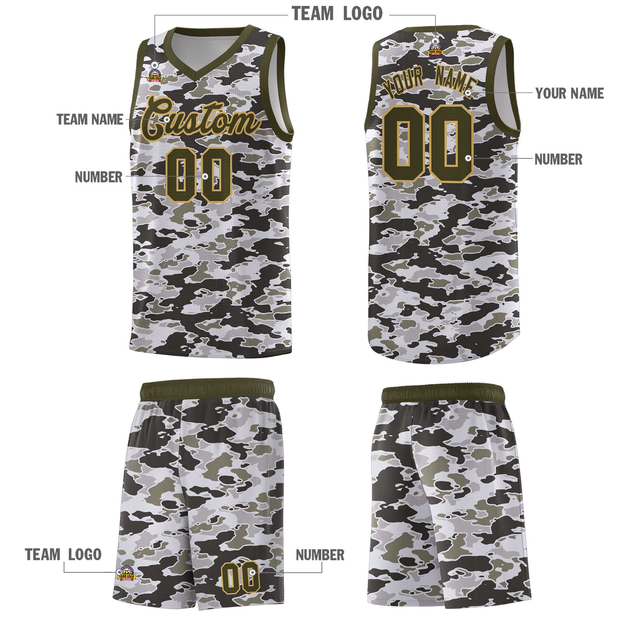 Custom Personalized Camo Sets Sports Uniform Basketball Jersey