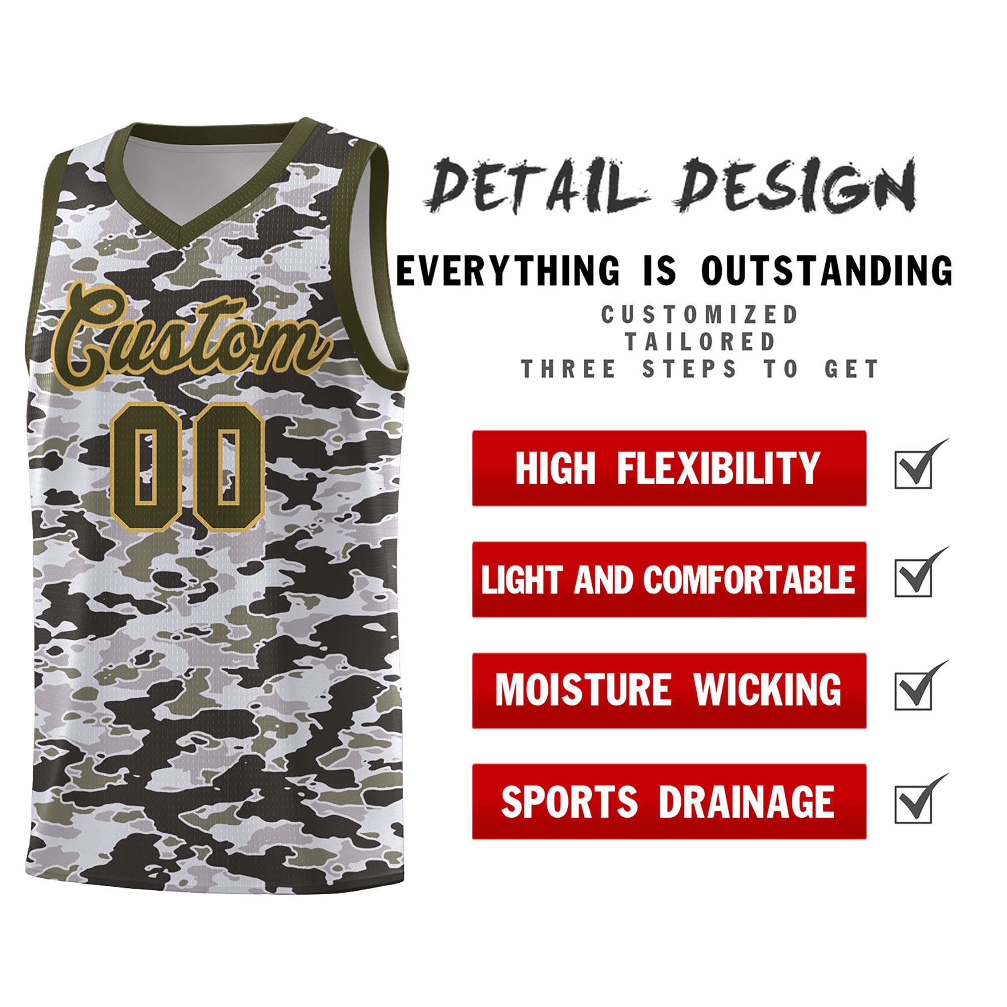 Custom Personalized Camo Sets Sports Uniform Basketball Jersey