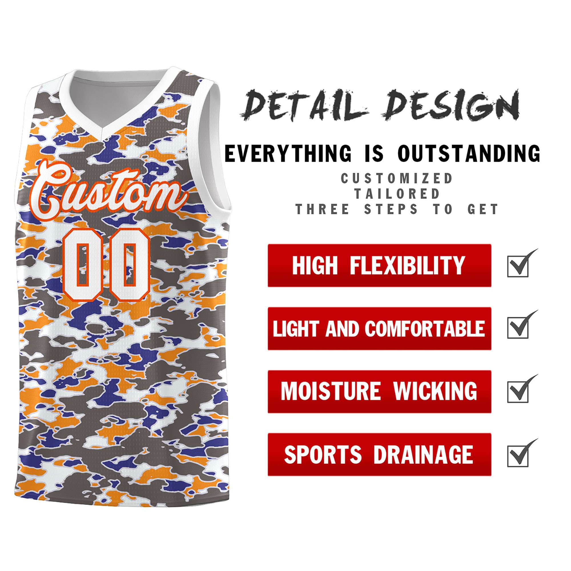 Custom Personalized Camo Sets Sports Uniform Basketball Jersey