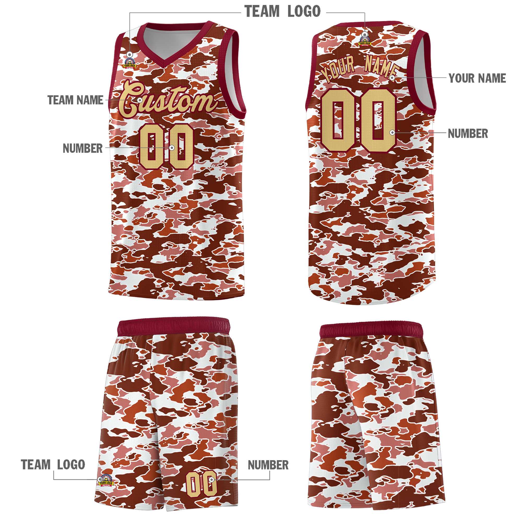 Custom Personalized Camo Sets Sports Uniform Basketball Jersey