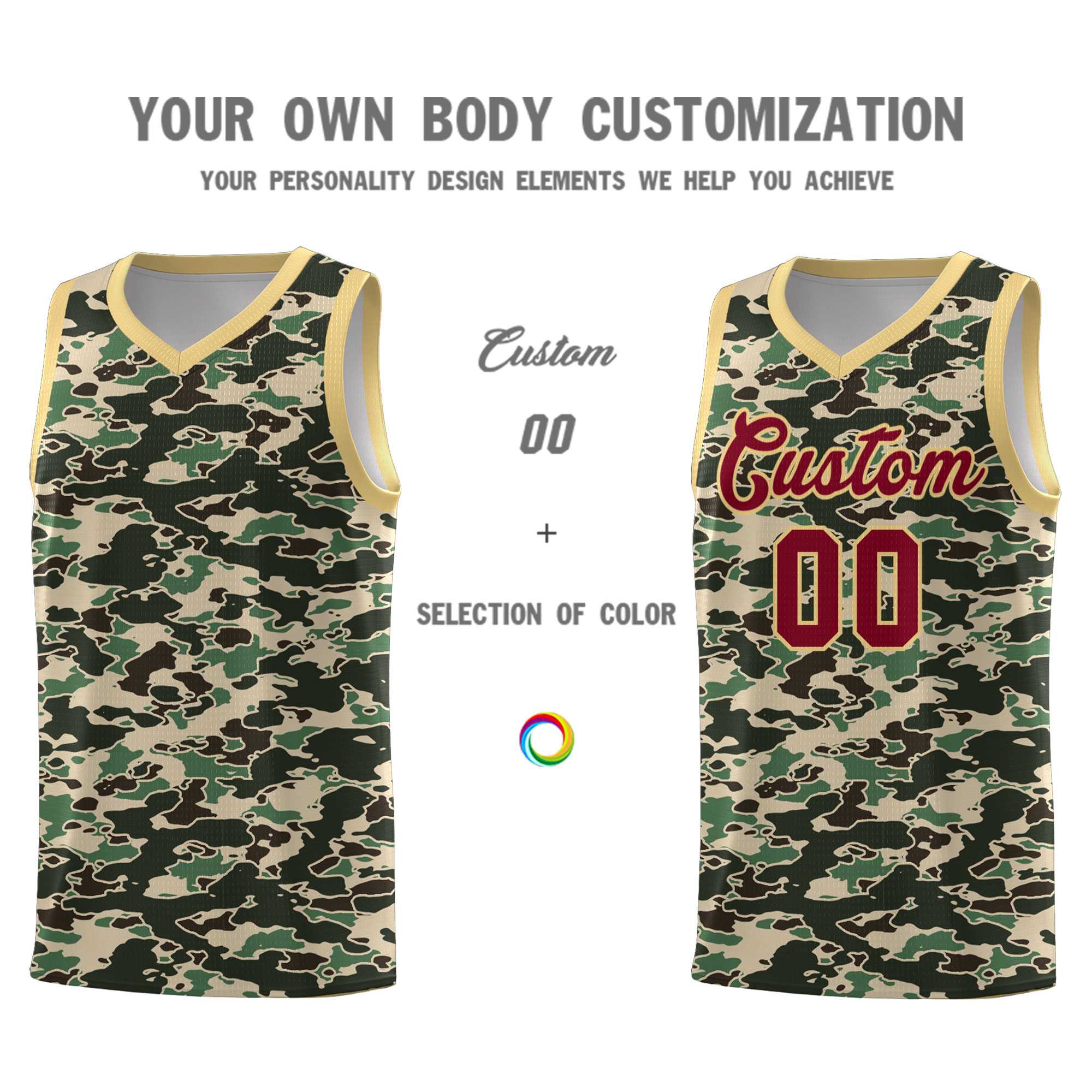 Custom Personalized Camo Sets Sports Uniform Basketball Jersey