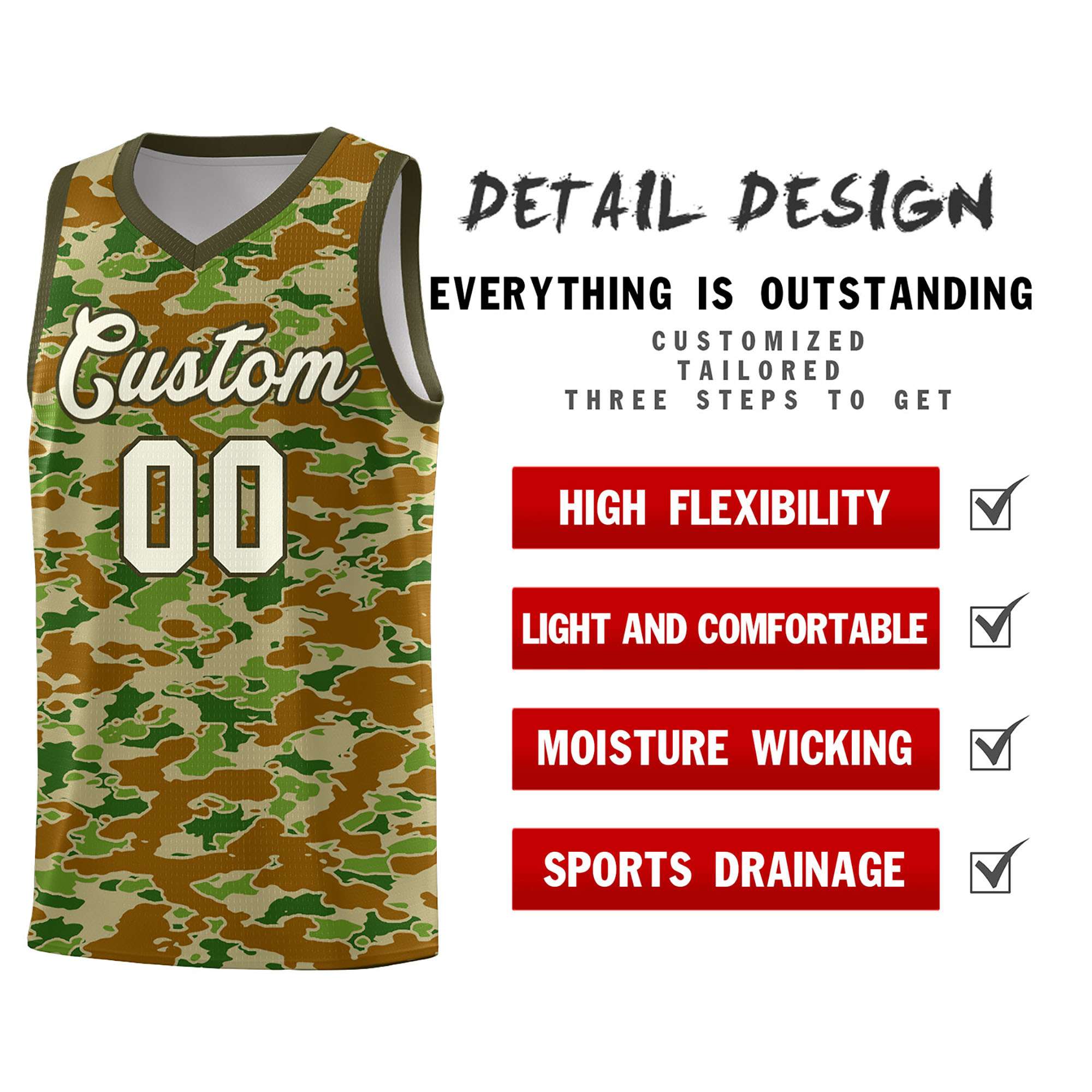 Custom Personalized Camo Sets Sports Uniform Basketball Jersey