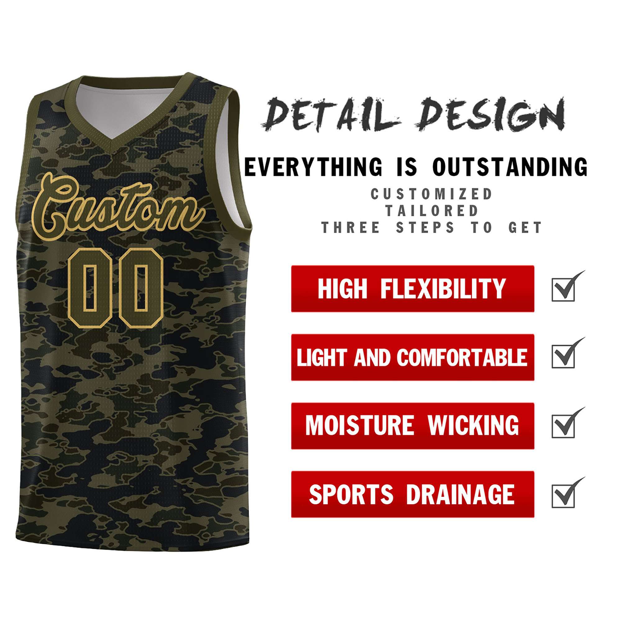 Custom Personalized Camo Sets Sports Uniform Basketball Jersey