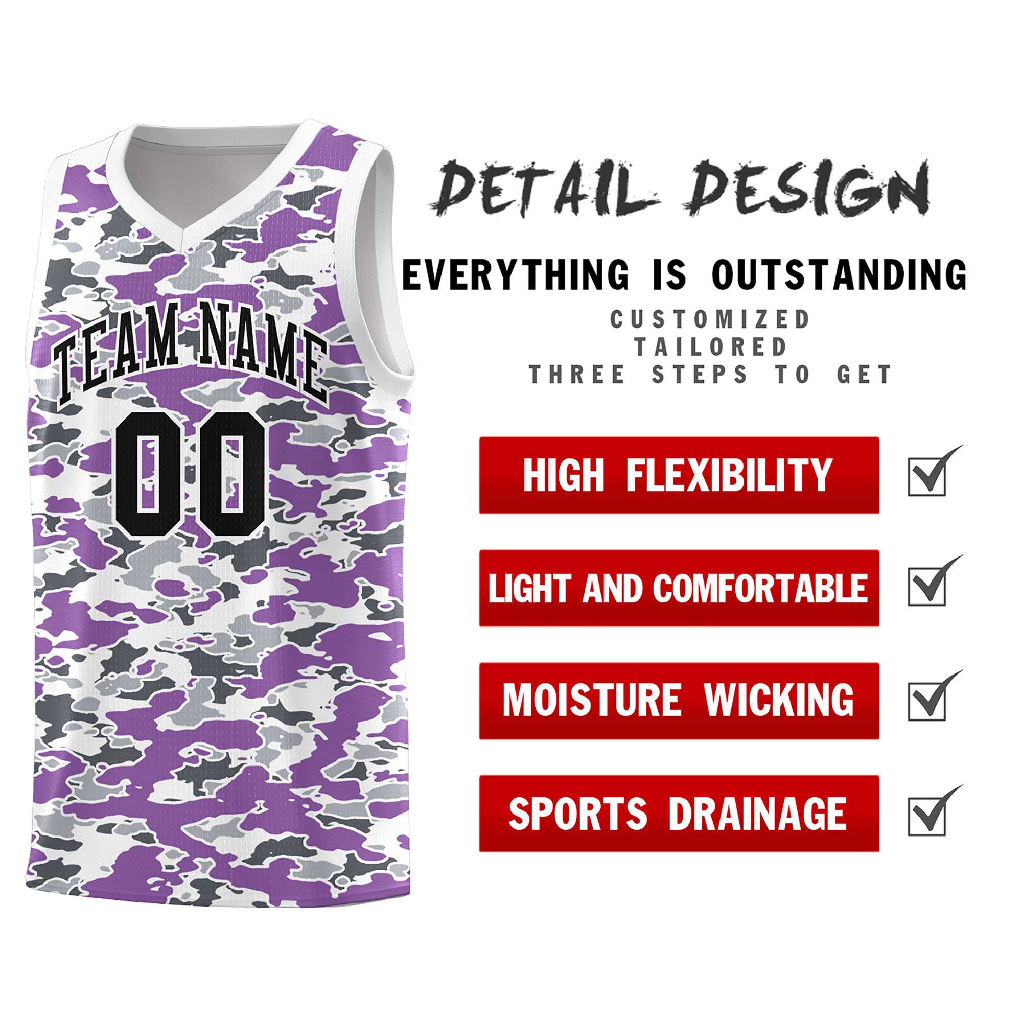 Custom Personalized Camo Sets Sports Uniform Basketball Jersey