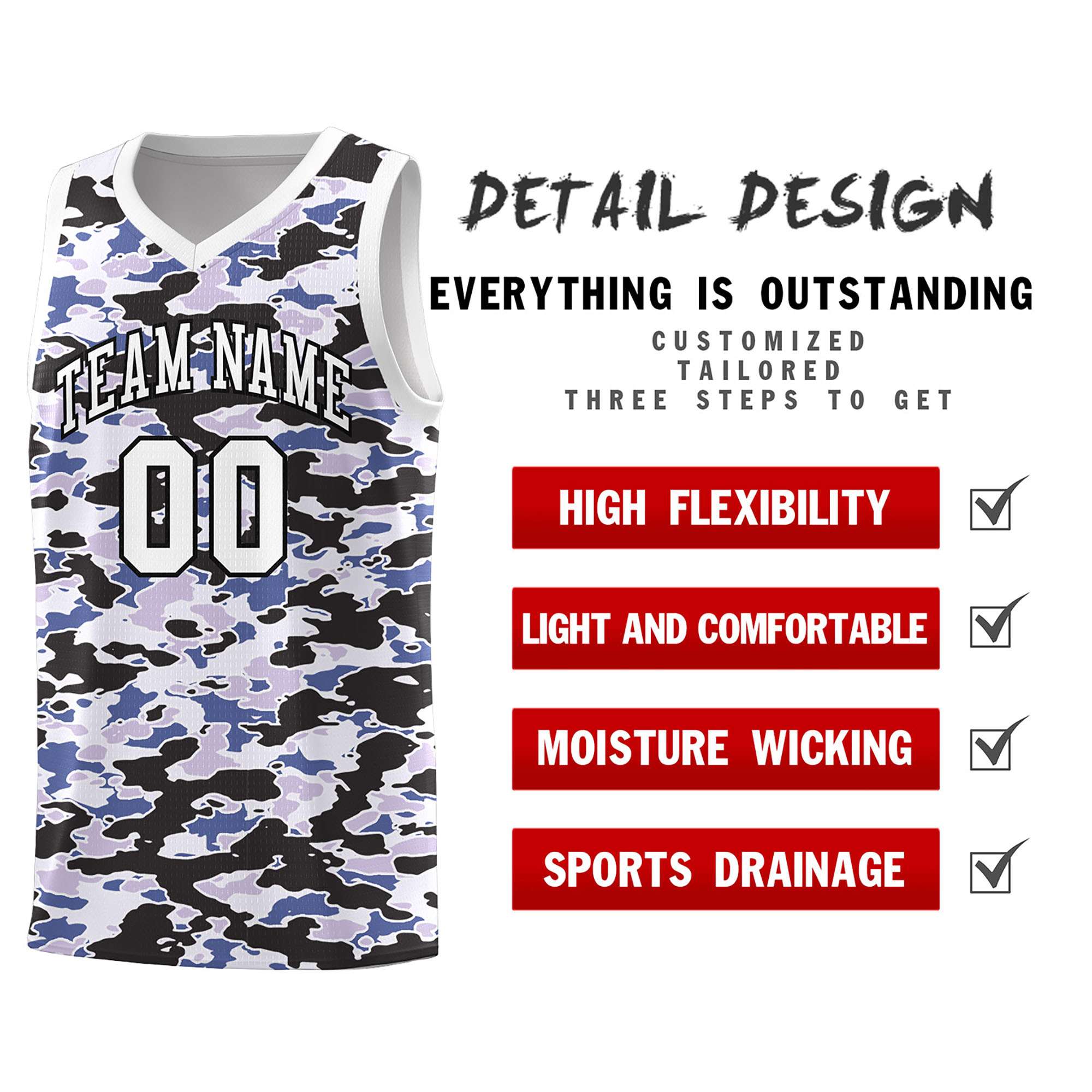 Custom Personalized Camo Sets Sports Uniform Basketball Jersey