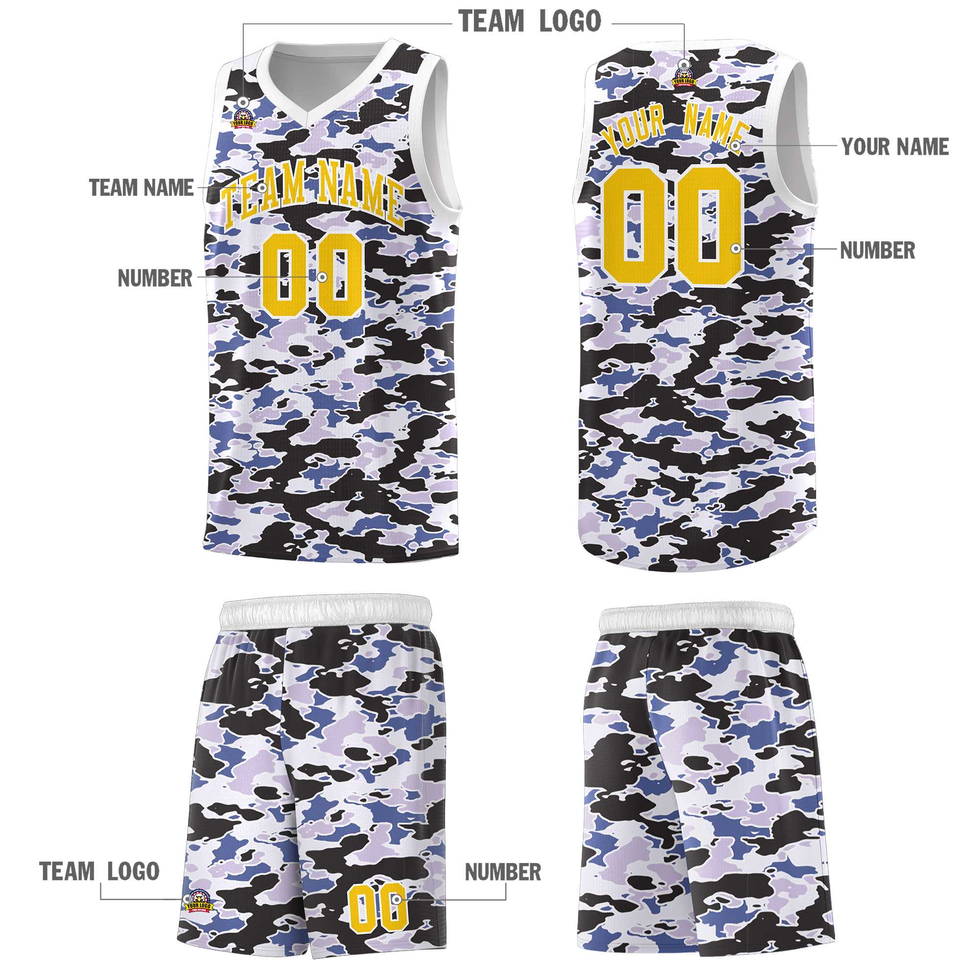 Custom Personalized Camo Sets Sports Uniform Basketball Jersey