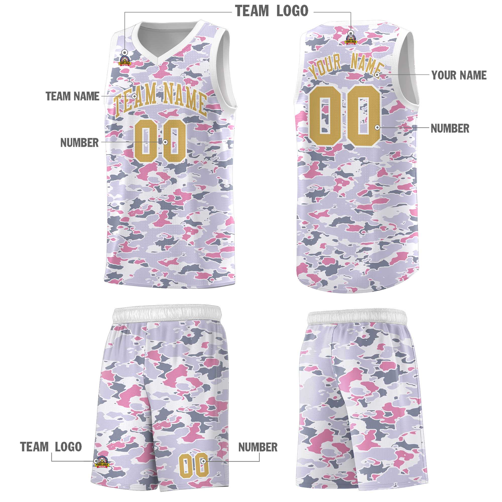 Custom Personalized Camo Sets Sports Uniform Basketball Jersey