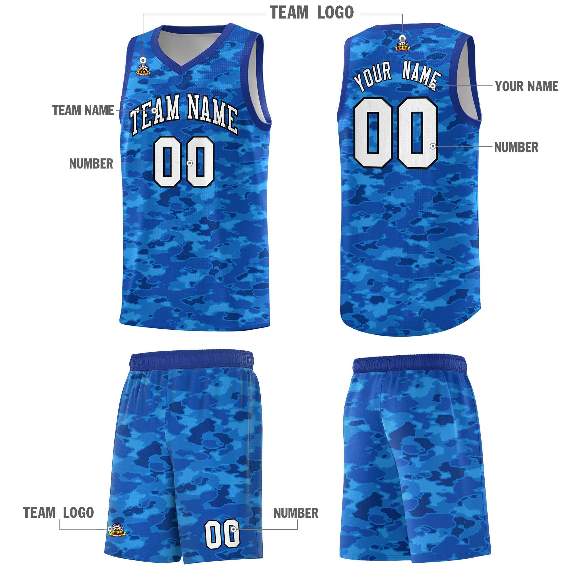 Custom Personalized Camo Sets Sports Uniform Basketball Jersey