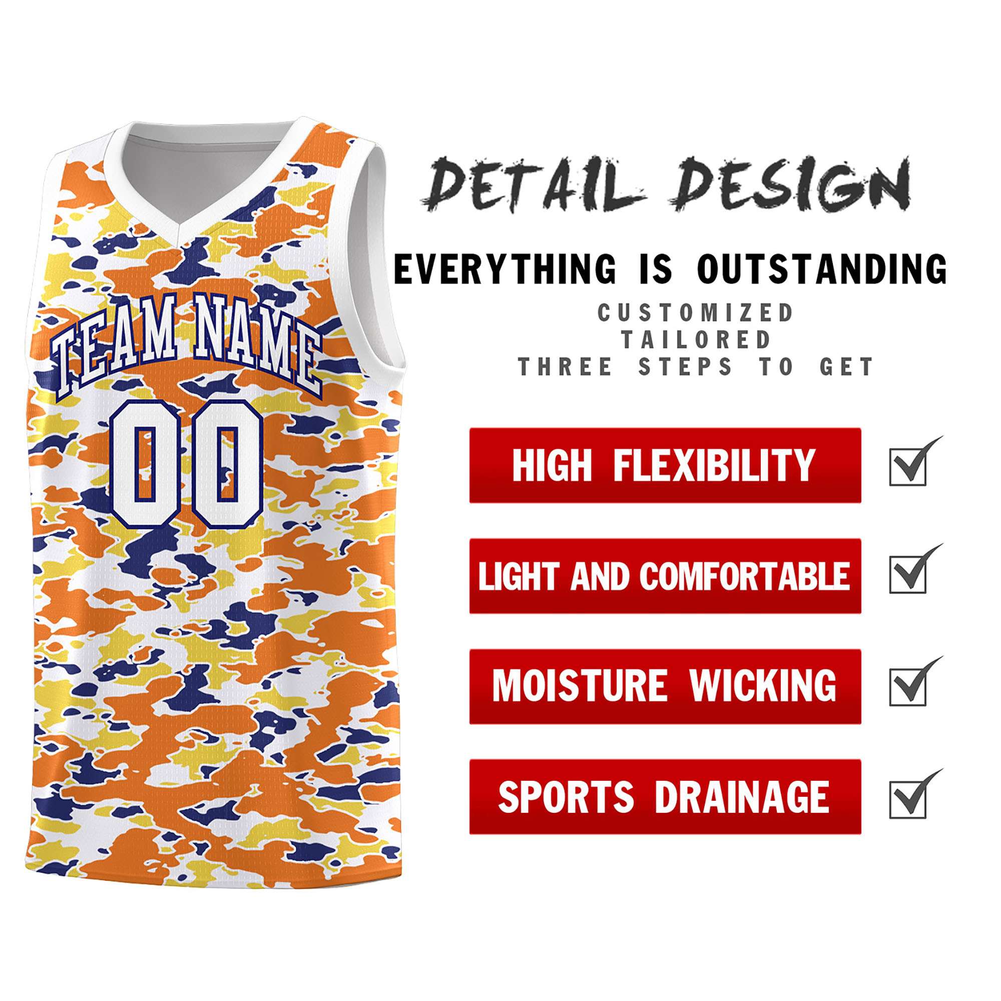 Custom Personalized Camo Sets Sports Uniform Basketball Jersey