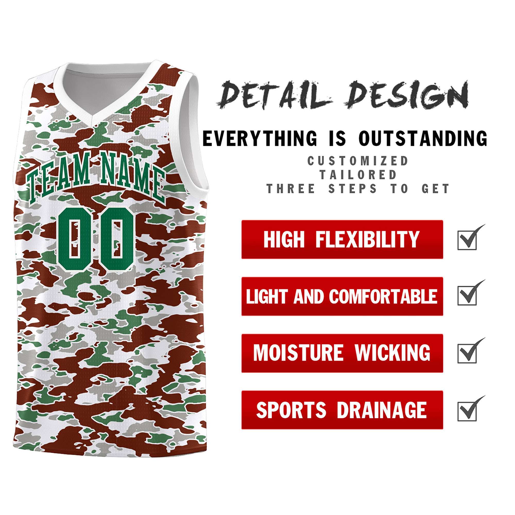 Custom Personalized Camo Sets Sports Uniform Basketball Jersey