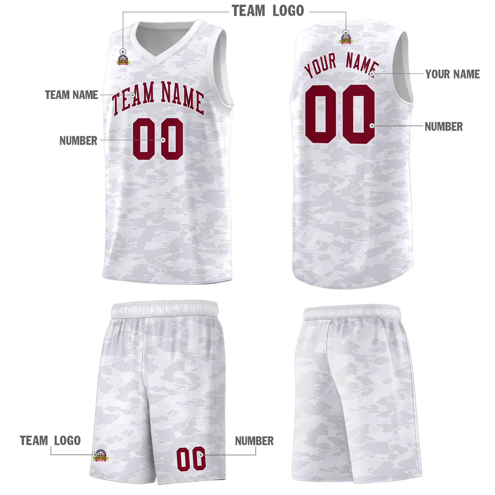 Custom Personalized Camo Sets Sports Uniform Basketball Jersey