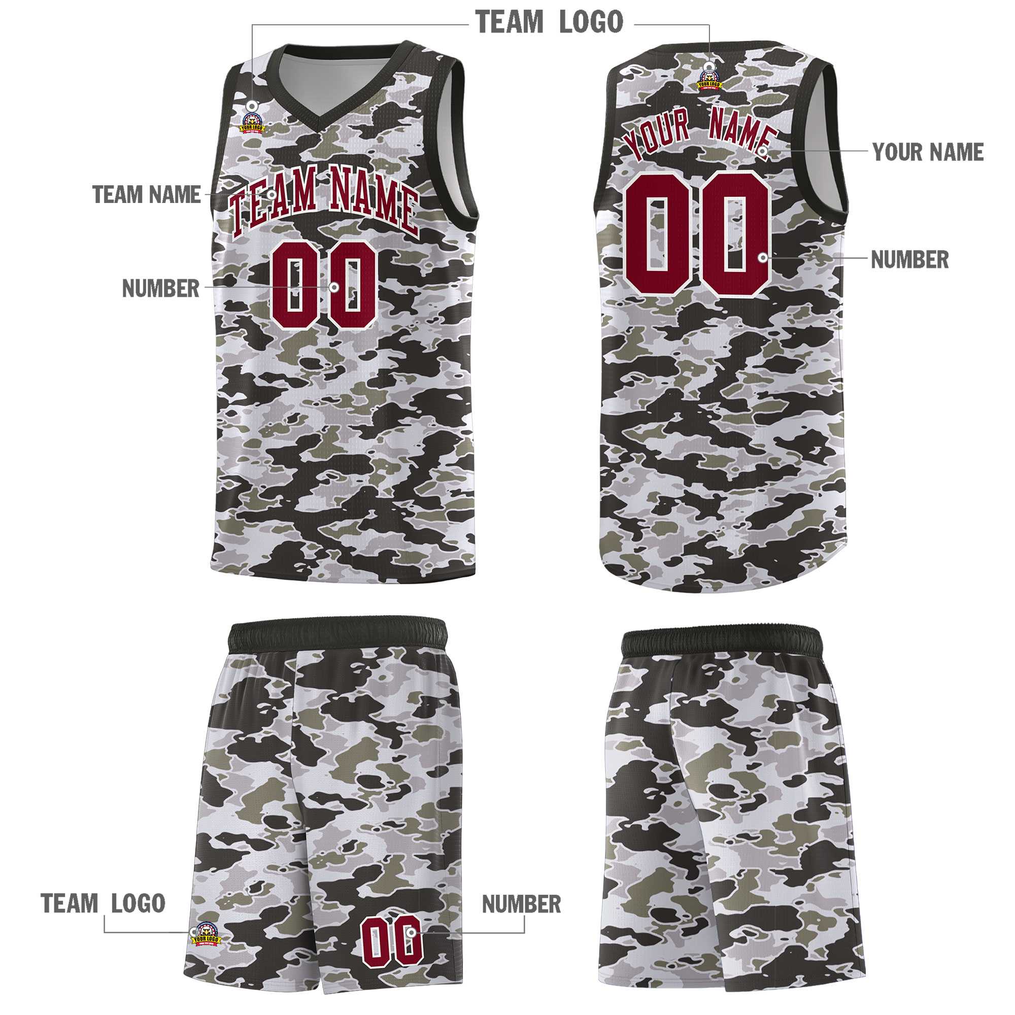 Custom Personalized Camo Sets Sports Uniform Basketball Jersey