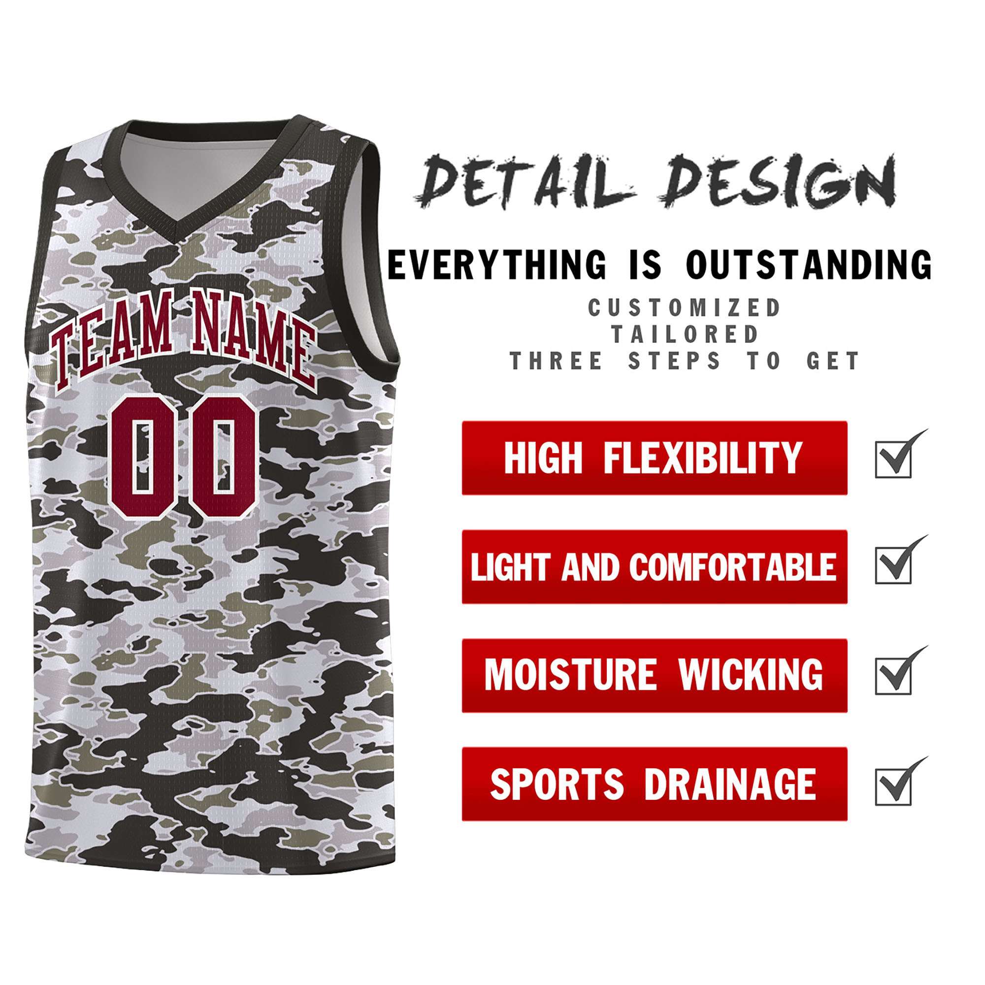 Custom Personalized Camo Sets Sports Uniform Basketball Jersey