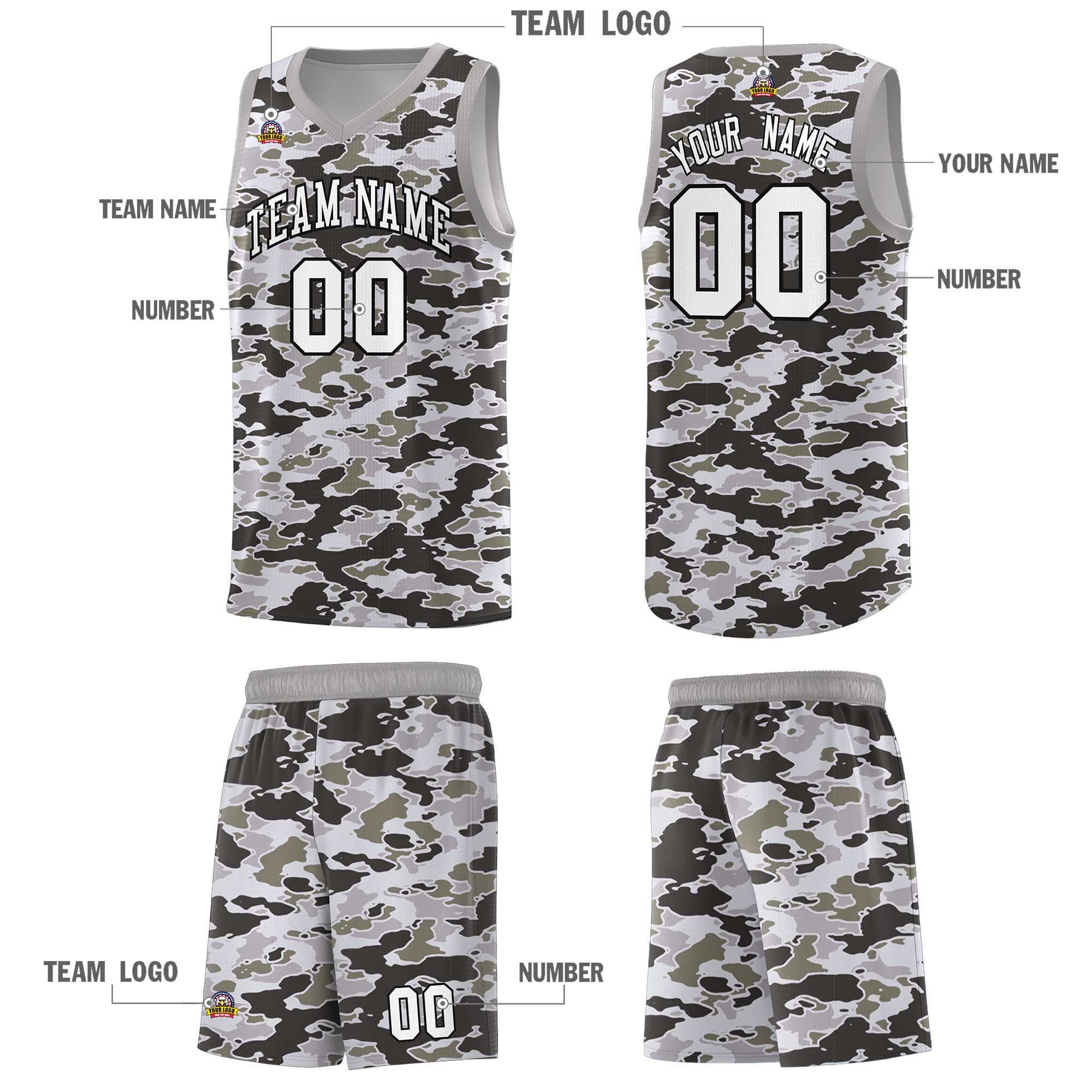 Custom Personalized Camo Sets Sports Uniform Basketball Jersey