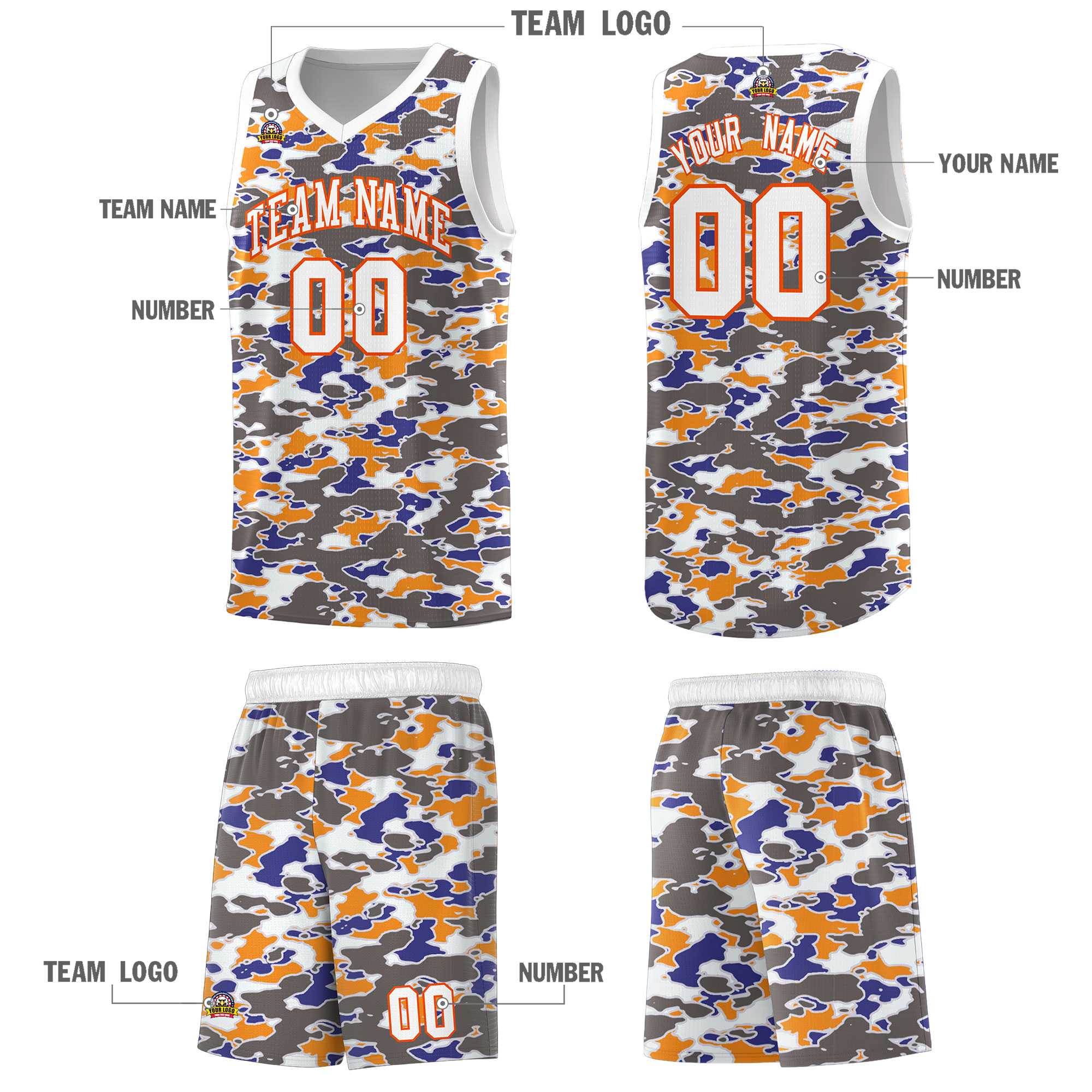 Custom Personalized Camo Sets Sports Uniform Basketball Jersey