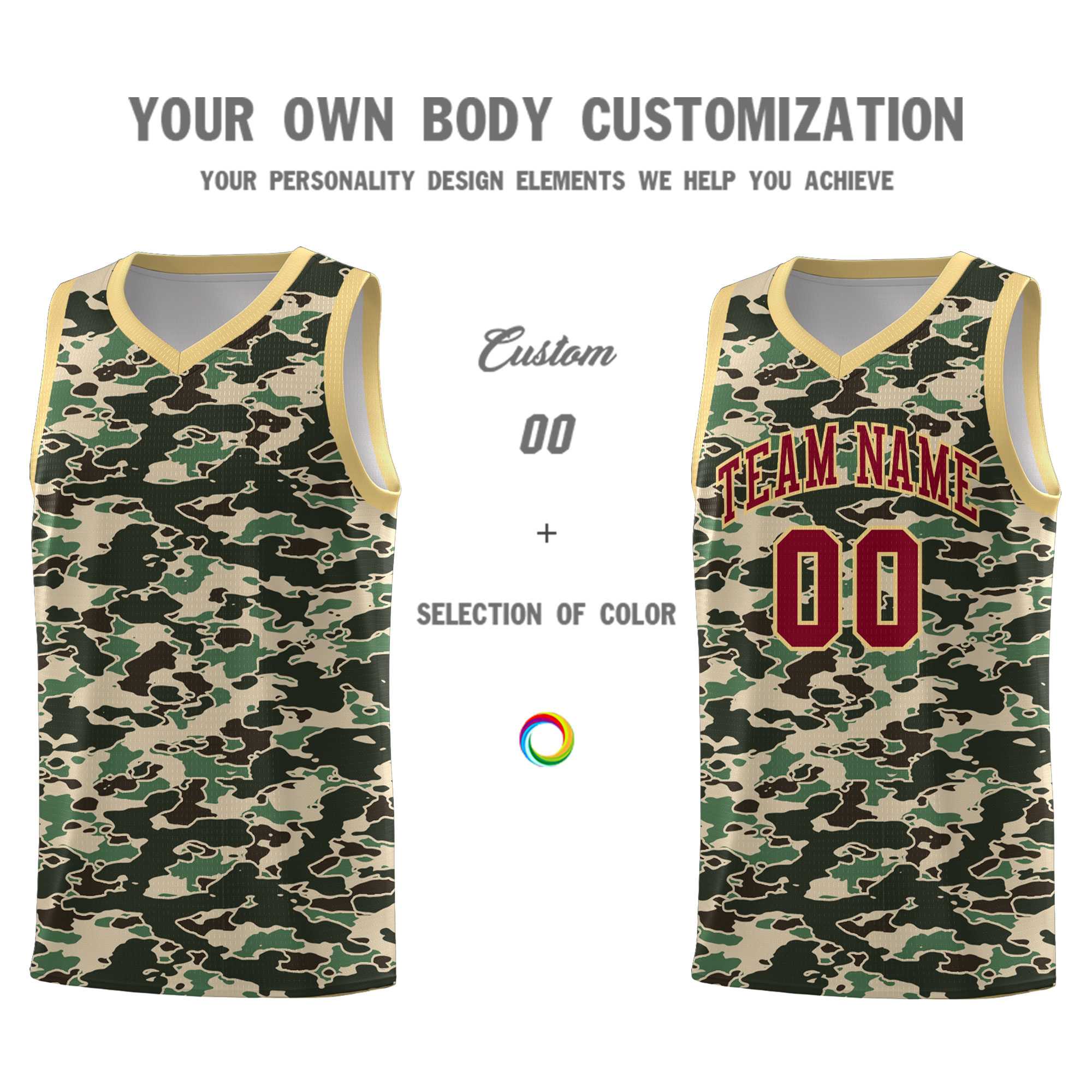 Custom Personalized Camo Sets Sports Uniform Basketball Jersey