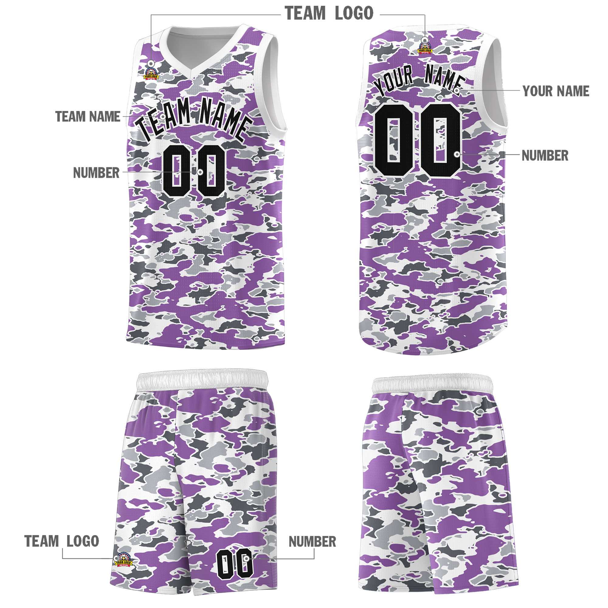 Custom Personalized Camo Sets Sports Uniform Basketball Jersey