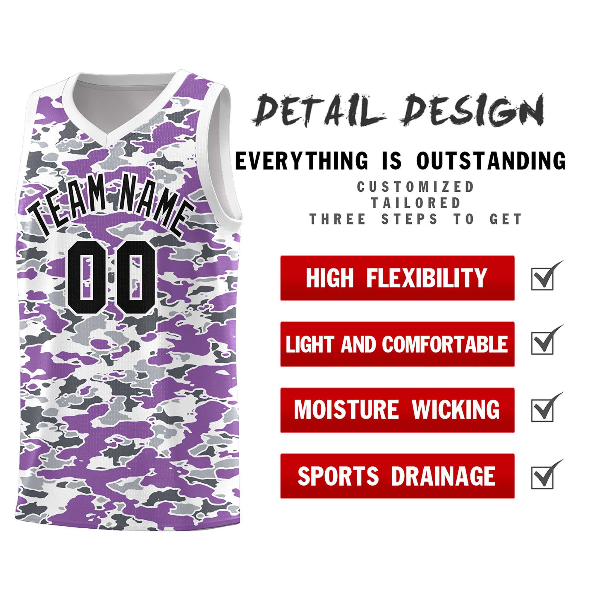 Custom Personalized Camo Sets Sports Uniform Basketball Jersey