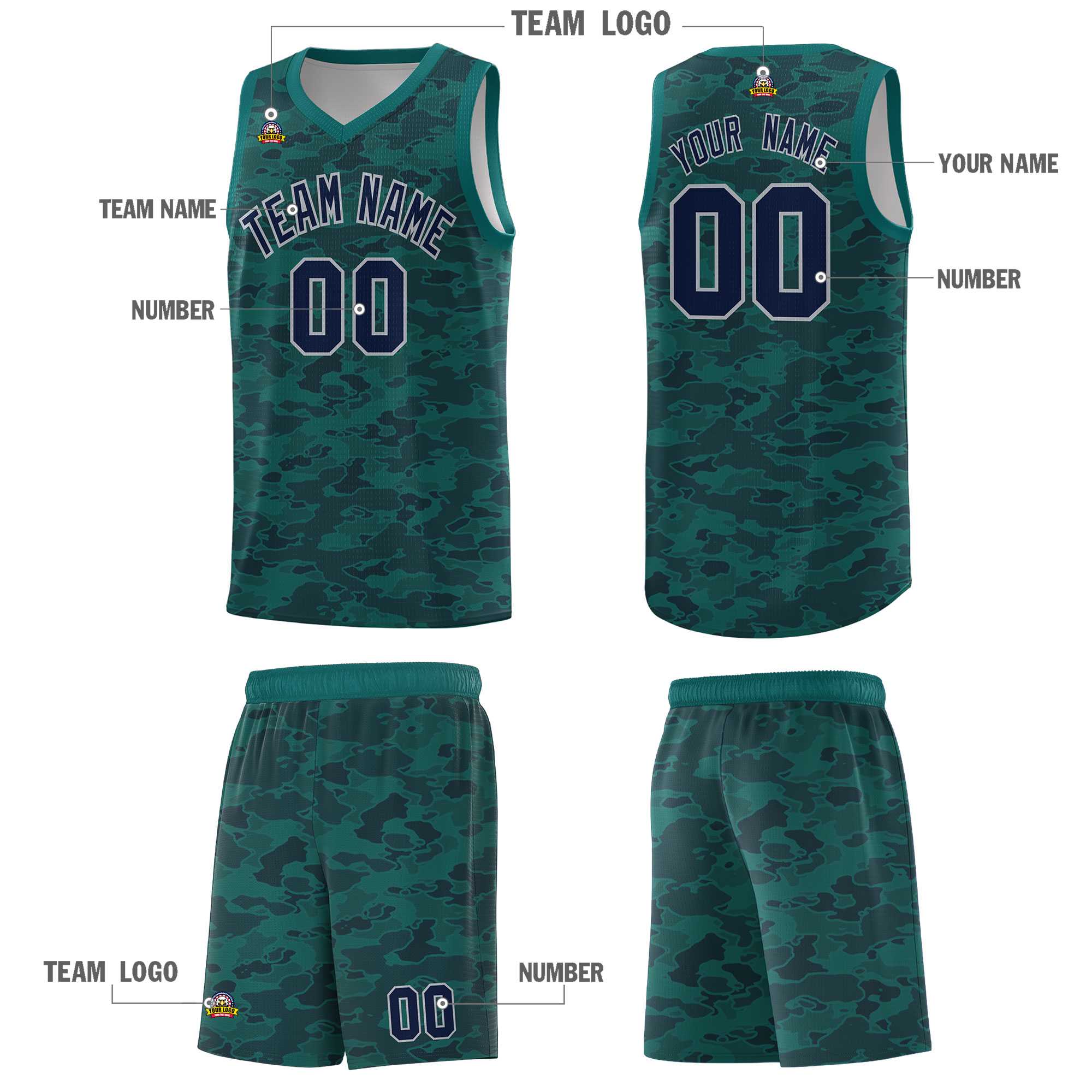 Custom Personalized Camo Sets Sports Uniform Basketball Jersey